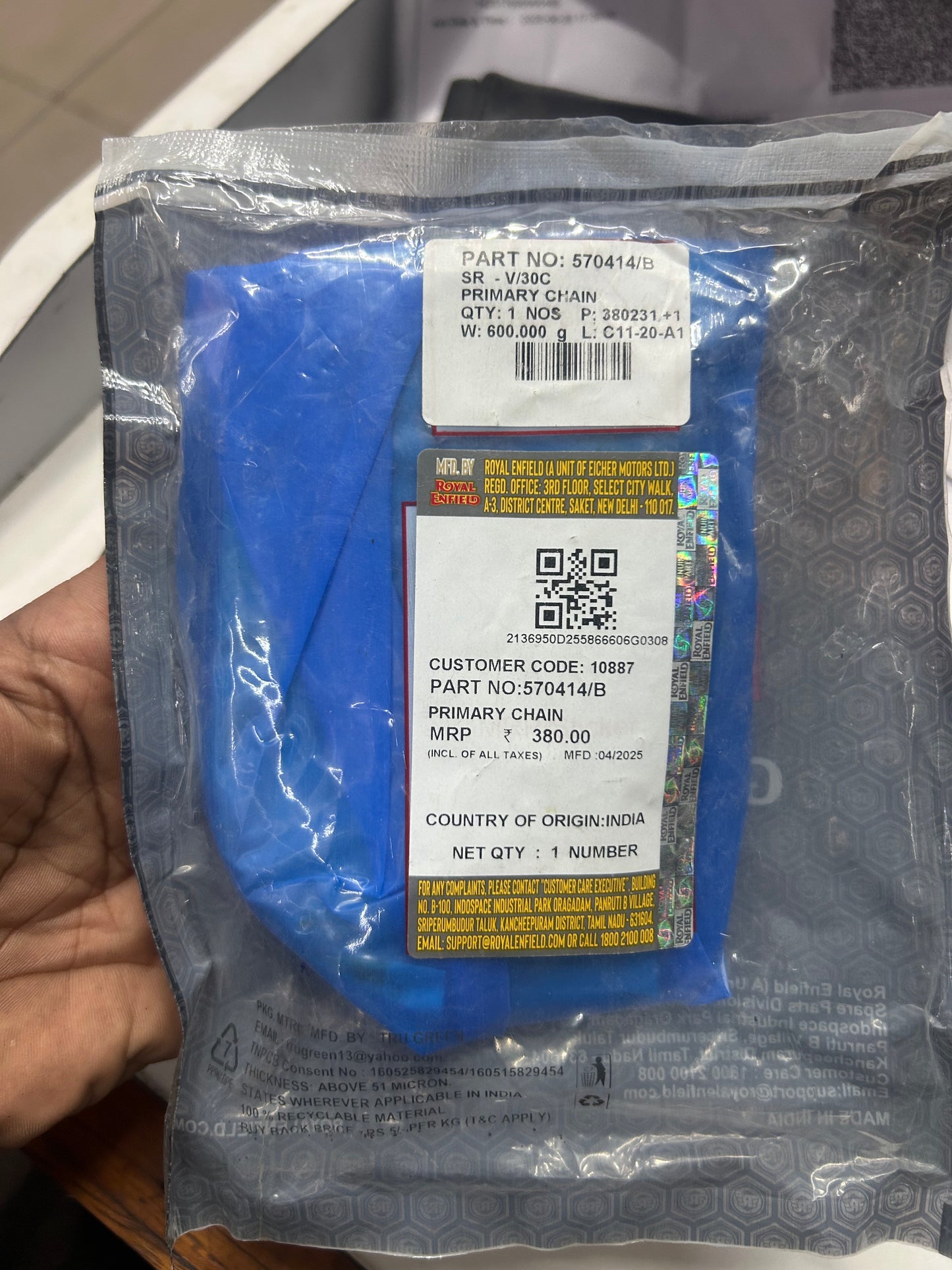 Royal Enfield 570414/B Primary Chain for Classic 350 500 UCE