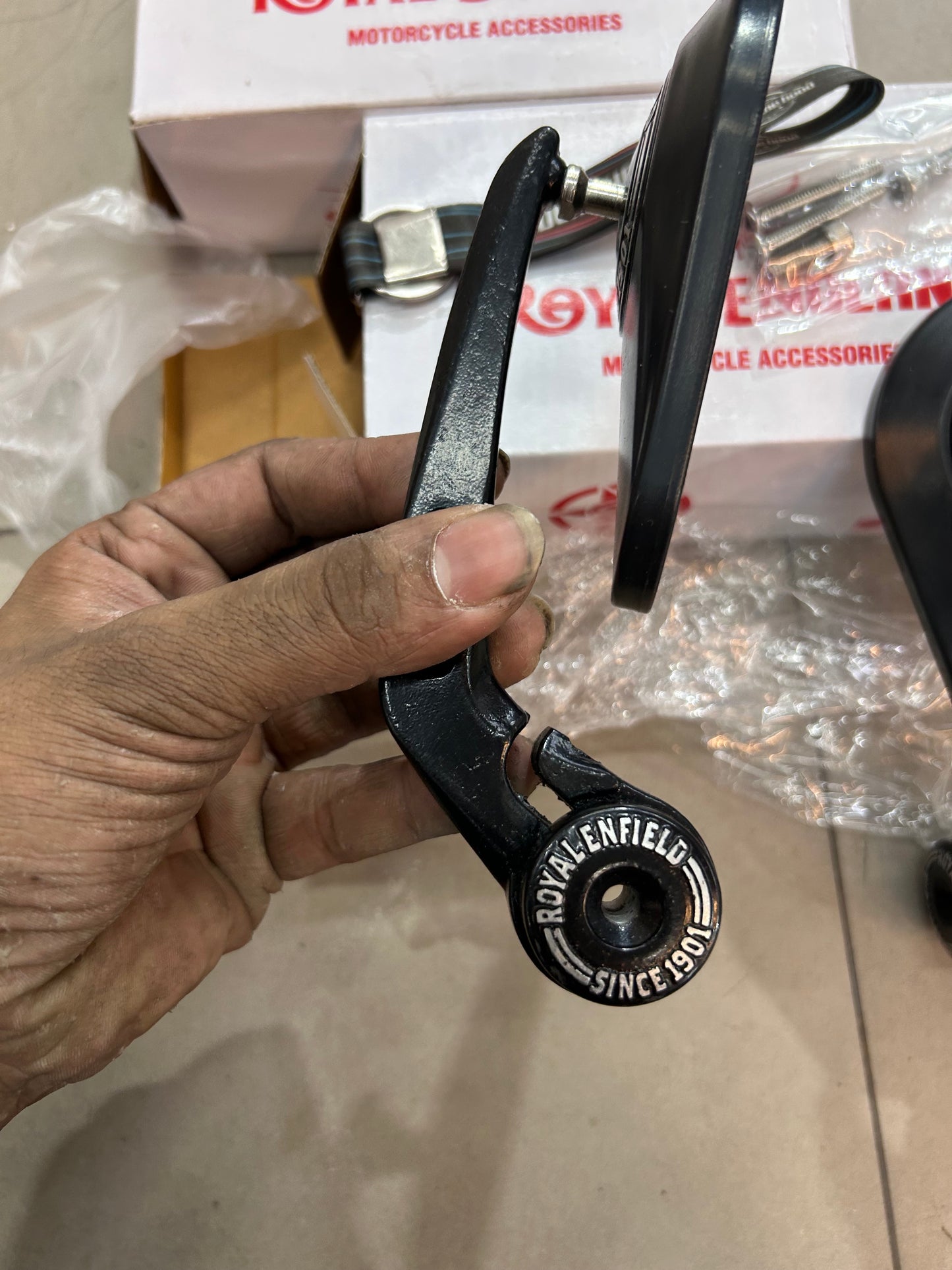 Royal Enfield Touring Style Mirrors (GMA Style Replica) – Triangular Black Mirror Pair for Classic, Bullet, Meteor, Hunter, Himalayan, Interceptor & GT 650