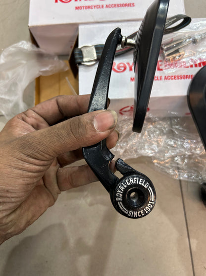 Royal Enfield Touring Style Mirrors (GMA Style Replica) – Triangular Black Mirror Pair for Classic, Bullet, Meteor, Hunter, Himalayan, Interceptor & GT 650