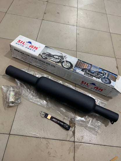 Silman Short Punjab Big Mouth 57mm Black Silencer for Classic 350 Reborn, Meteor 350 & Bullet 350 J-Series | LSM4-B