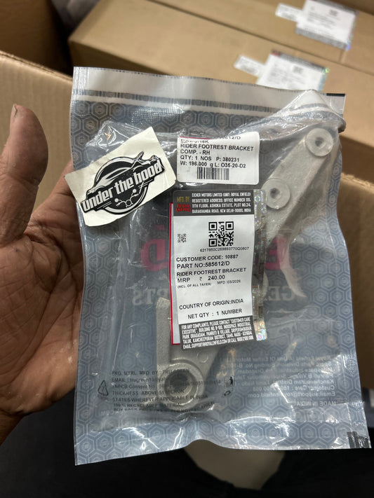 Royal Enfield 585612 — Rider Footrest Bracket Comp RH (Footrest Bracket RH) for Continental GT 535 (UCE 535) — Genuine OEM