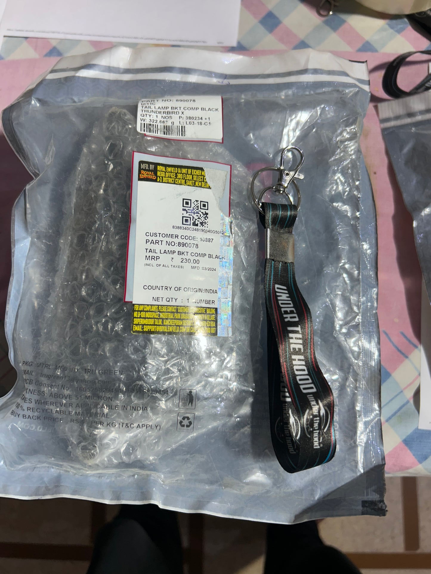 890078 – Tail Lamp Bracket Assy, Matt-Texture Black for Royal Enfield Thunderbird X 350 & Thunderbird X 500 (BS4/ABS) – Genuine OEM