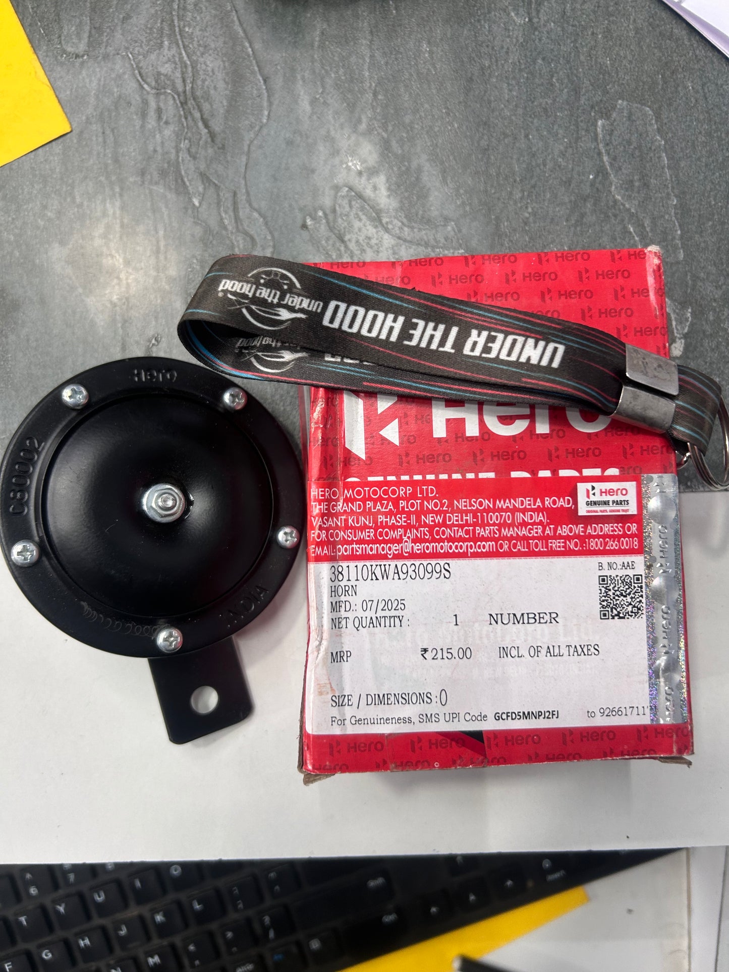 Hero Genuine Horn 38110KWA93099S for Passion Pro (All Models) & Hunk 150