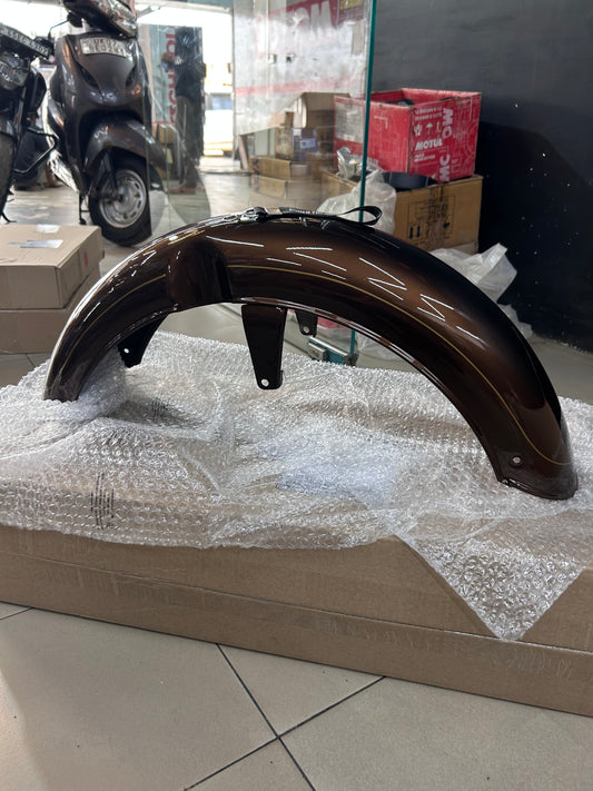 Royal Enfield Front Mudguard Assembly Brown & Gold Pinstripe RAG01134/A for Classic 350 Medallion Bronze