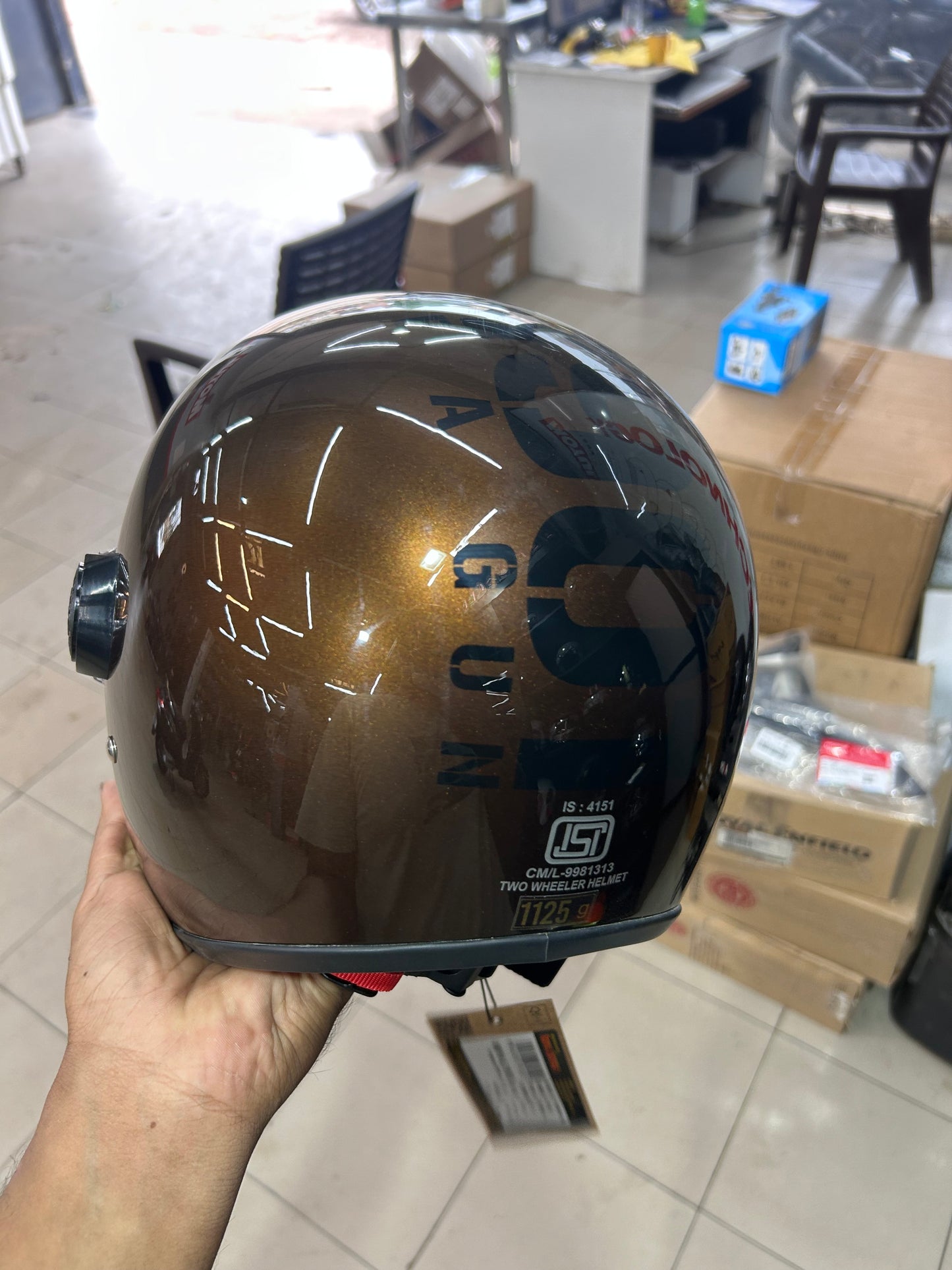 Royal Enfield Jet Open Face Helmet – OP MLG – Gloss Brown – Size L (58cm) – HESS22001 – RRGHEP000390