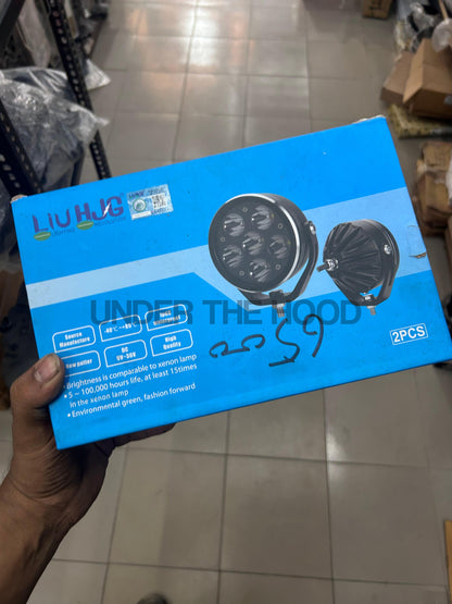 HJG 6 LED Fog Light (Pack of 2) – Original Mega Drive 6 Lens Dual Colour (Yellow/White) Waterproof Auxiliary Driving Lamps | Universal Fit for Bikes & Cars