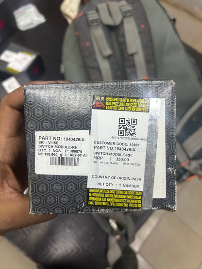 Royal Enfield 1040429/A – Right-Hand Switch Module (RH) | OEM for Bullet 350/500, Bullet Trials 350/500, Classic 350 (BSIII/BSIV/BSVI), Thunderbird X 350 (BSIV)
