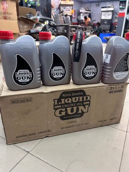 Royal Enfield Liquid Gun Semi Synthetic Engine Oil 15W50 – 1 Litre (Top-Up / Service Support) – 3600012 (UCE + J-Series Grade)