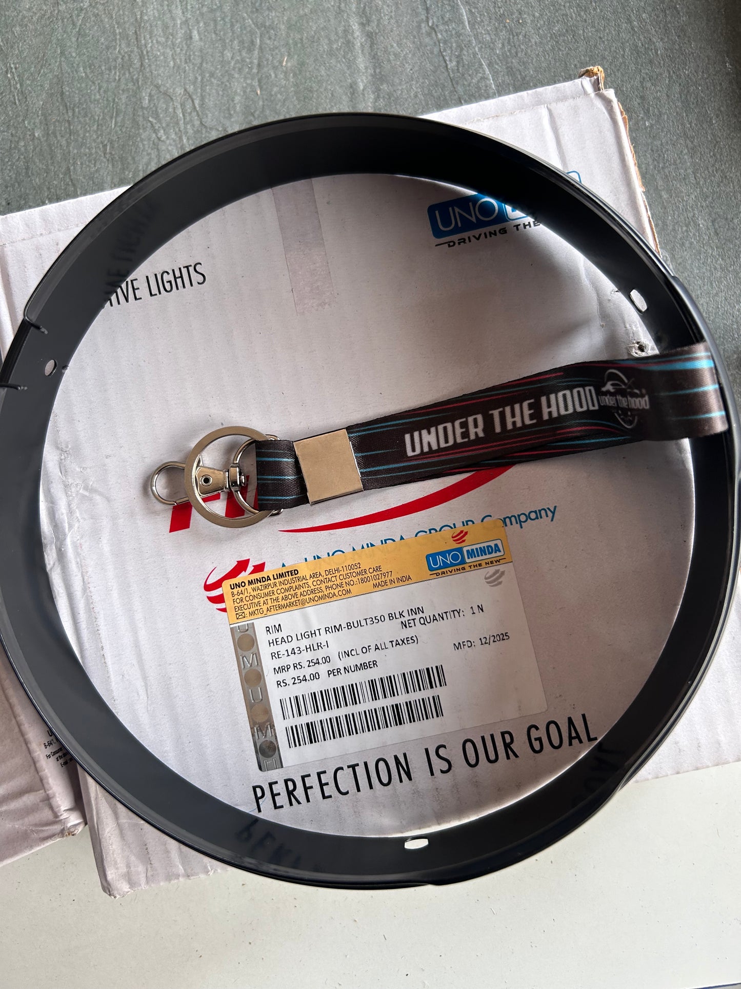 7 inch headlight rim ring bezel Uno Minda for Royal Enfield Classic 350 UCE black