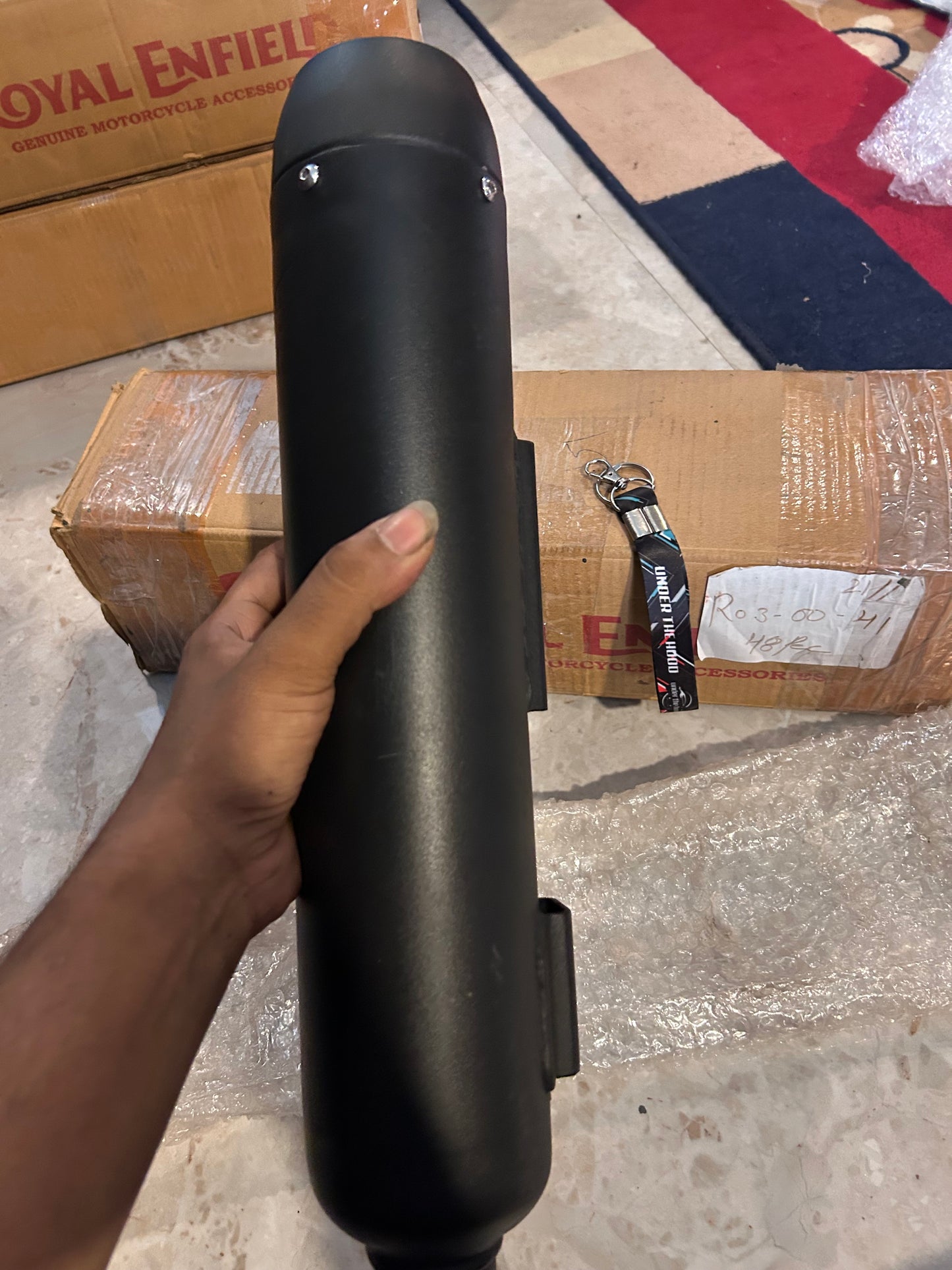 Royal Enfield 1990727 Black Tapered Silencer-IN — OEM Black Exhaust for Classic UCE