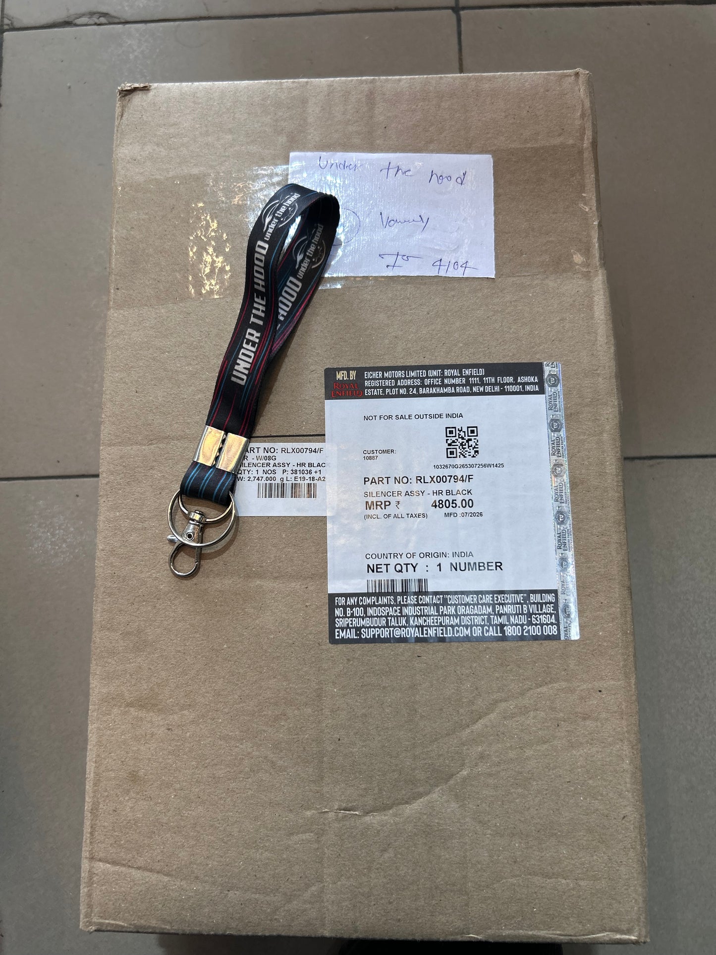 Royal Enfield Hunter 350 Stock Silencer Assembly HR Black – Genuine OEM Exhaust – RLX00794/F
