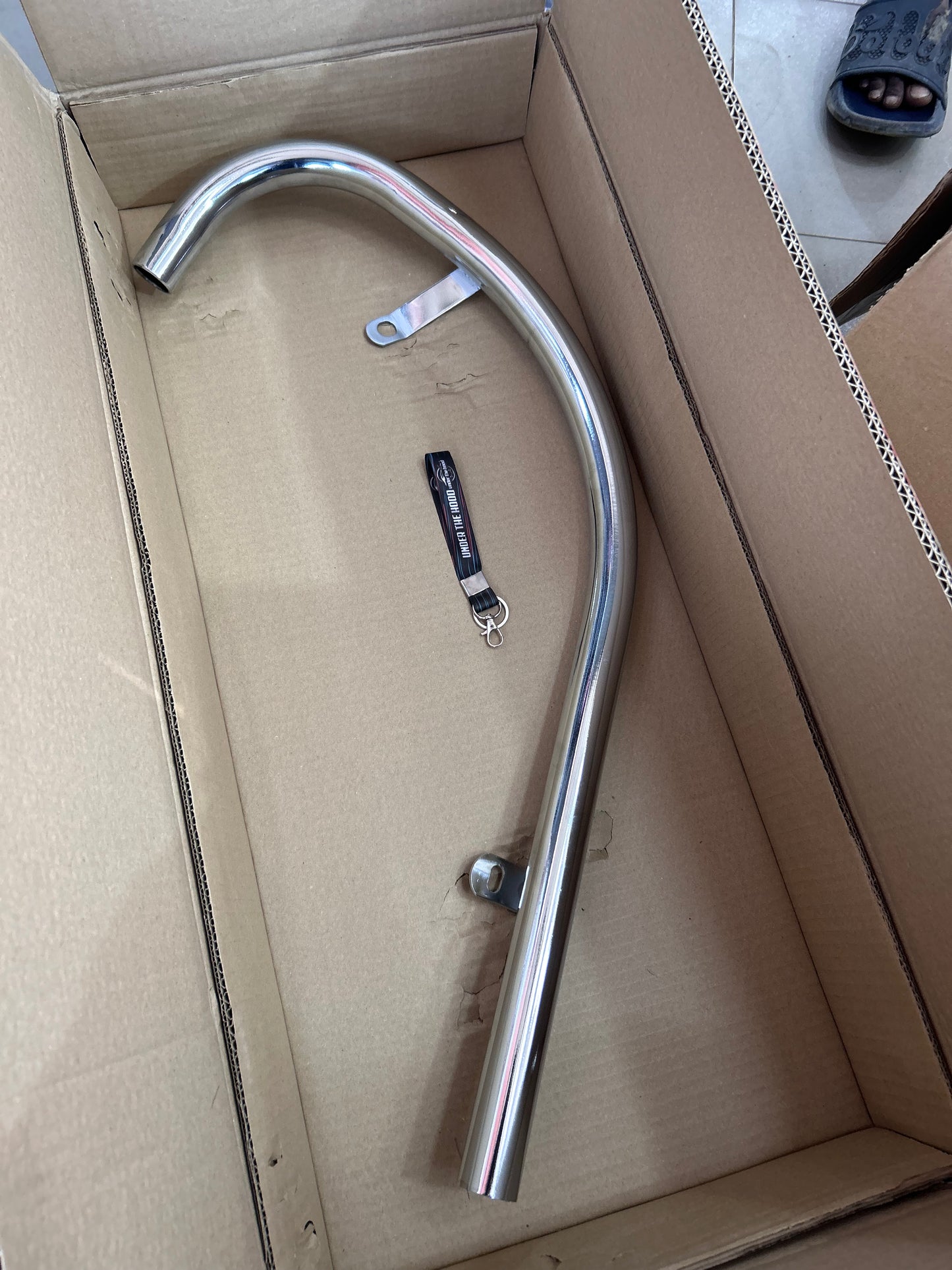 Royal Enfield 144055 – Exhaust Pipe Std Plated (Bend Pipe) for Old Bullet 350 / Deluxe / Machismo / Campus / Electra 4S–5S (Cast-Iron 350 Only)