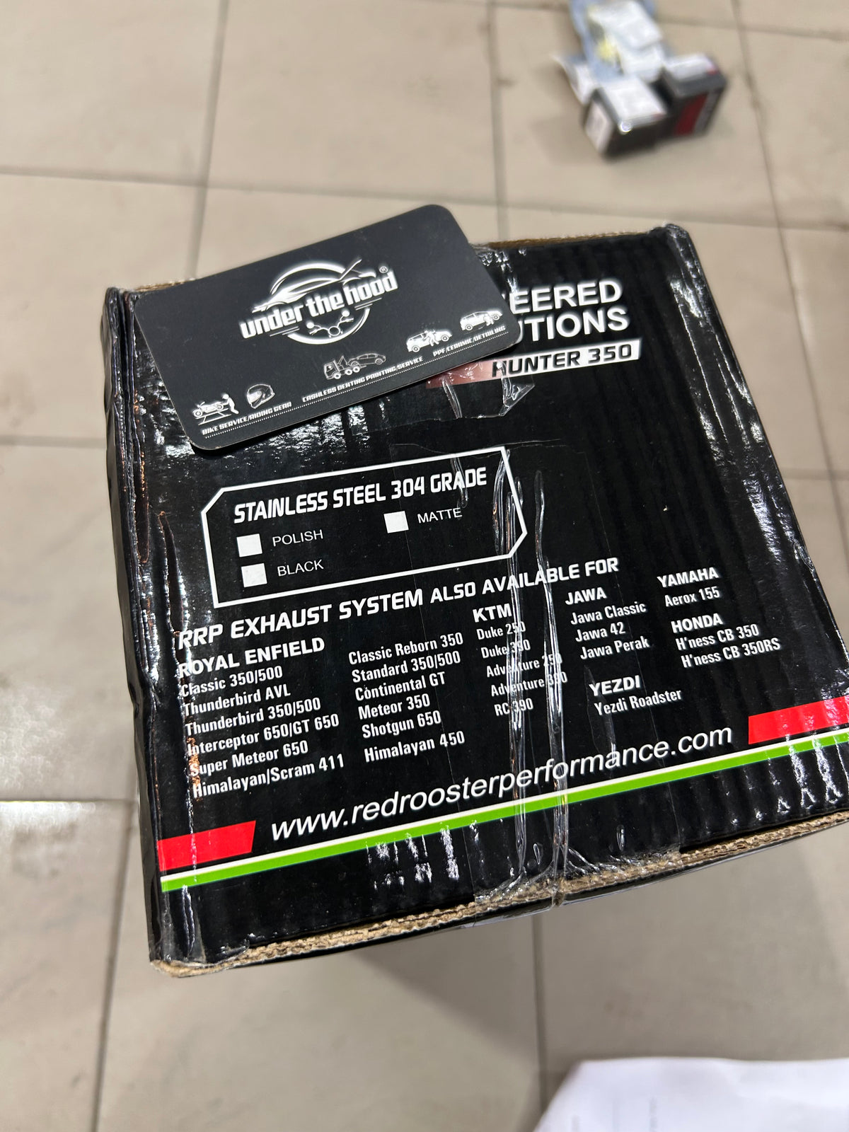 Red Rooster Rumbler Max Black Matte Exhaust for Royal Enfield Hunter 350
