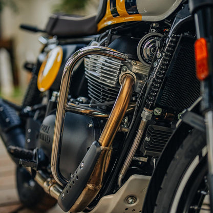 Royal Enfield 1990504 Silver Large Engine Guards – Stainless Steel Crash Guard for Interceptor 650, Continental GT 650 & Bear 650 (Genuine GMA)