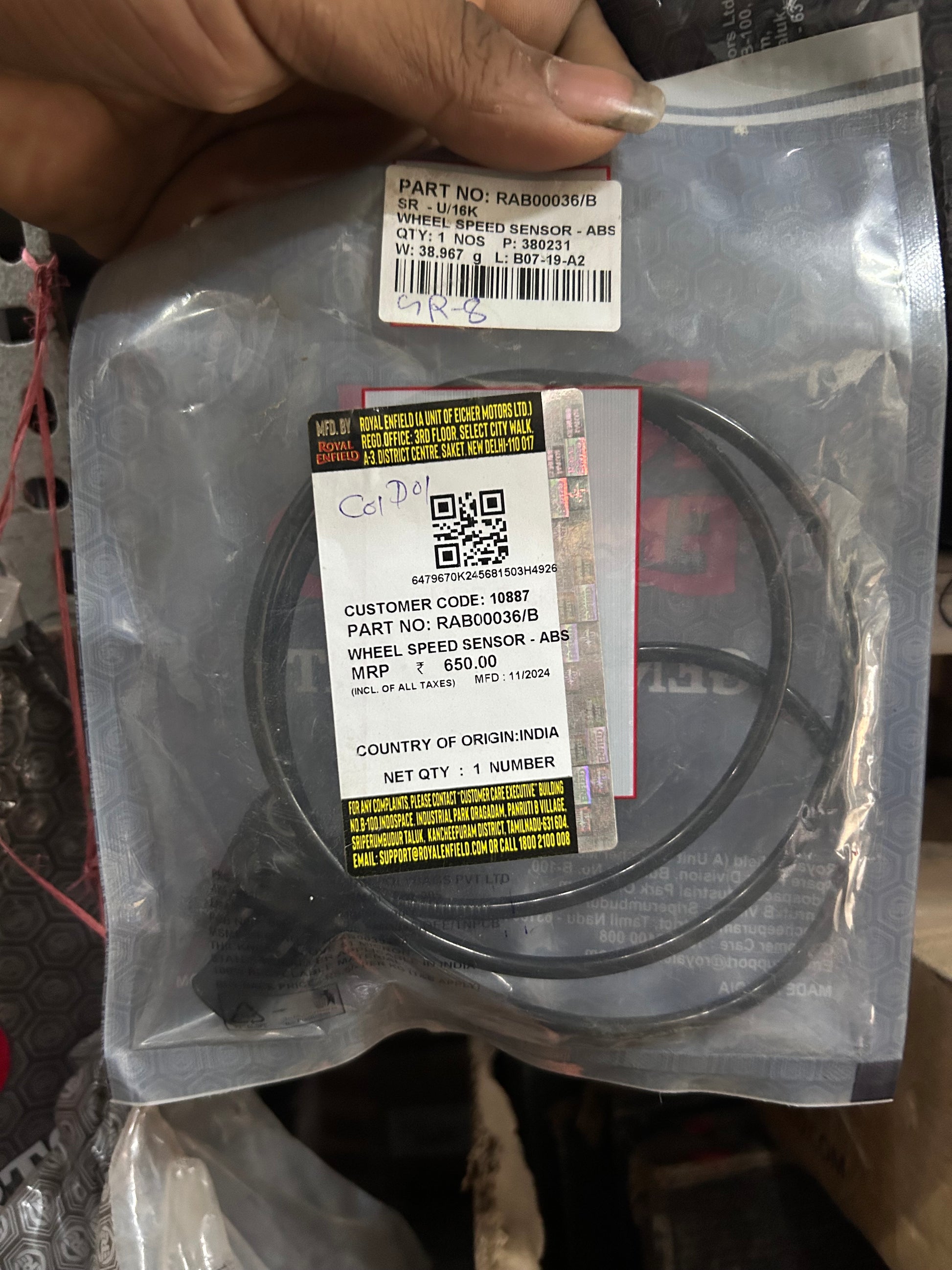 Royal Enfield RAB00036/B ABS Front Wheel Speed Sensor for Classic, Interceptor, Himalayan