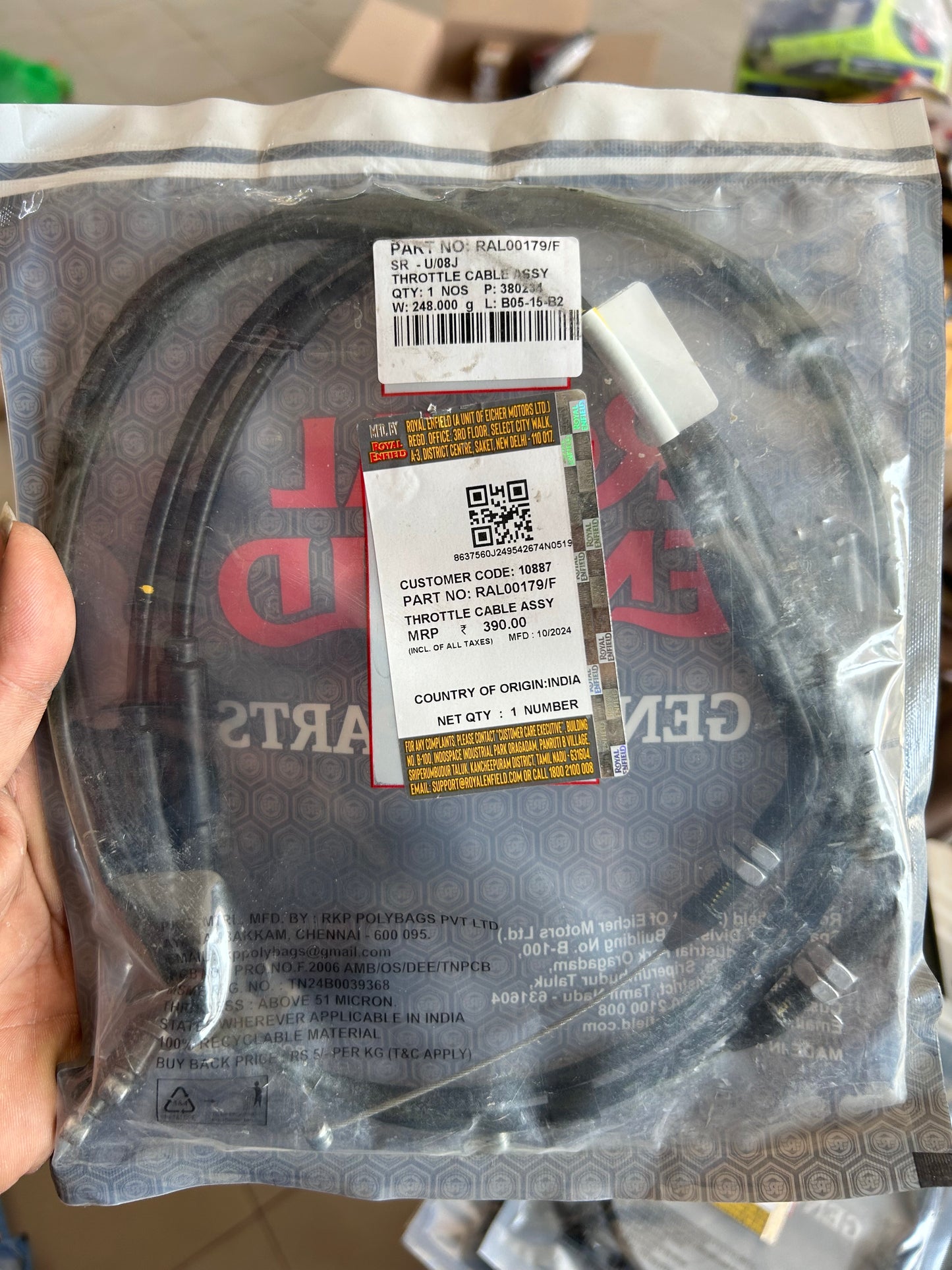 Royal Enfield RAL00179/F – Genuine Throttle Cable Assembly for Super Meteor 650