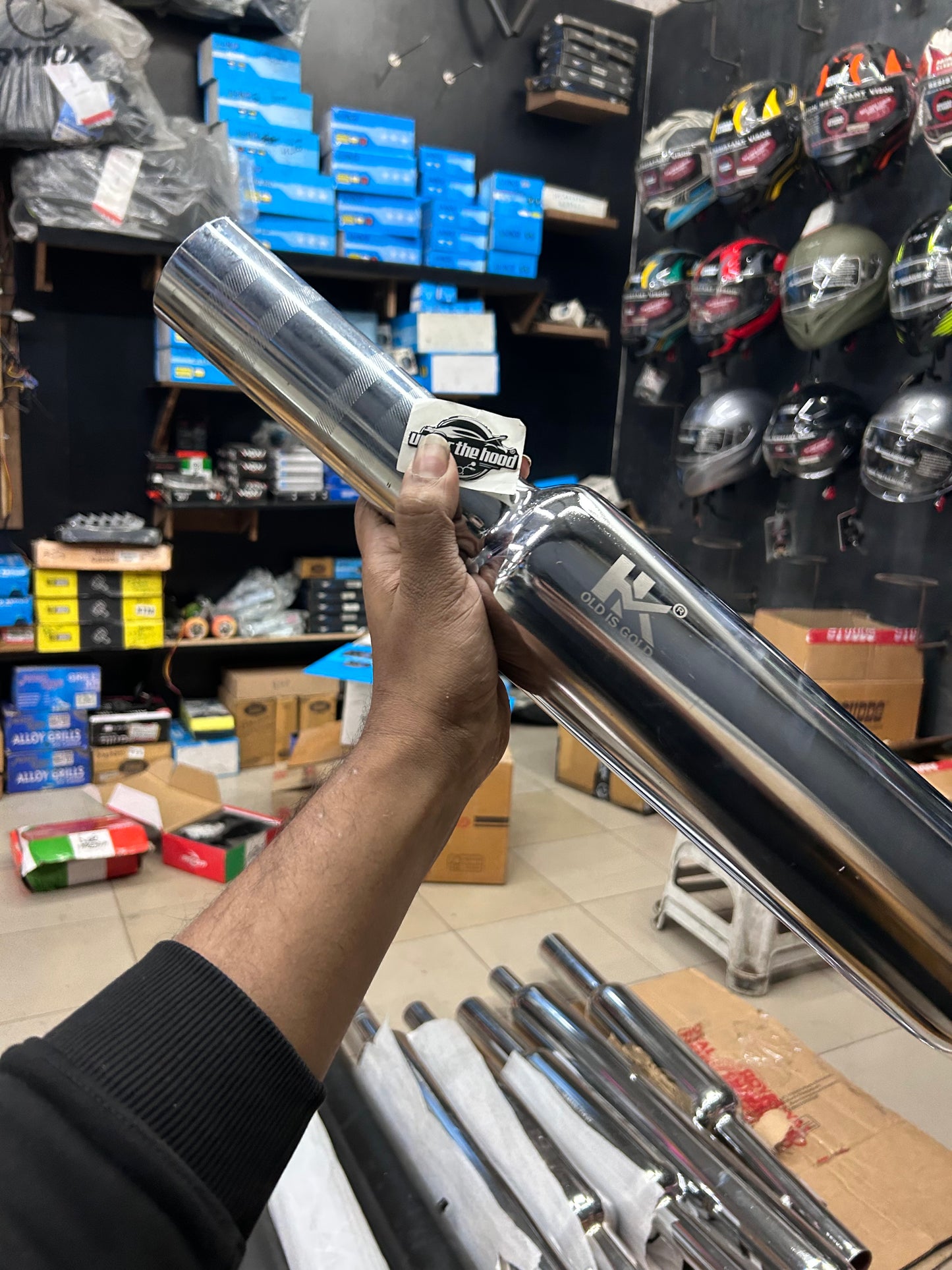 HK Mini/Short Punjab Silencer (Big Mouth, Chrome) for Royal Enfield Classic 350 Reborn (J-Series) & New Bullet 350 2023+ (Battalion Black) – HK