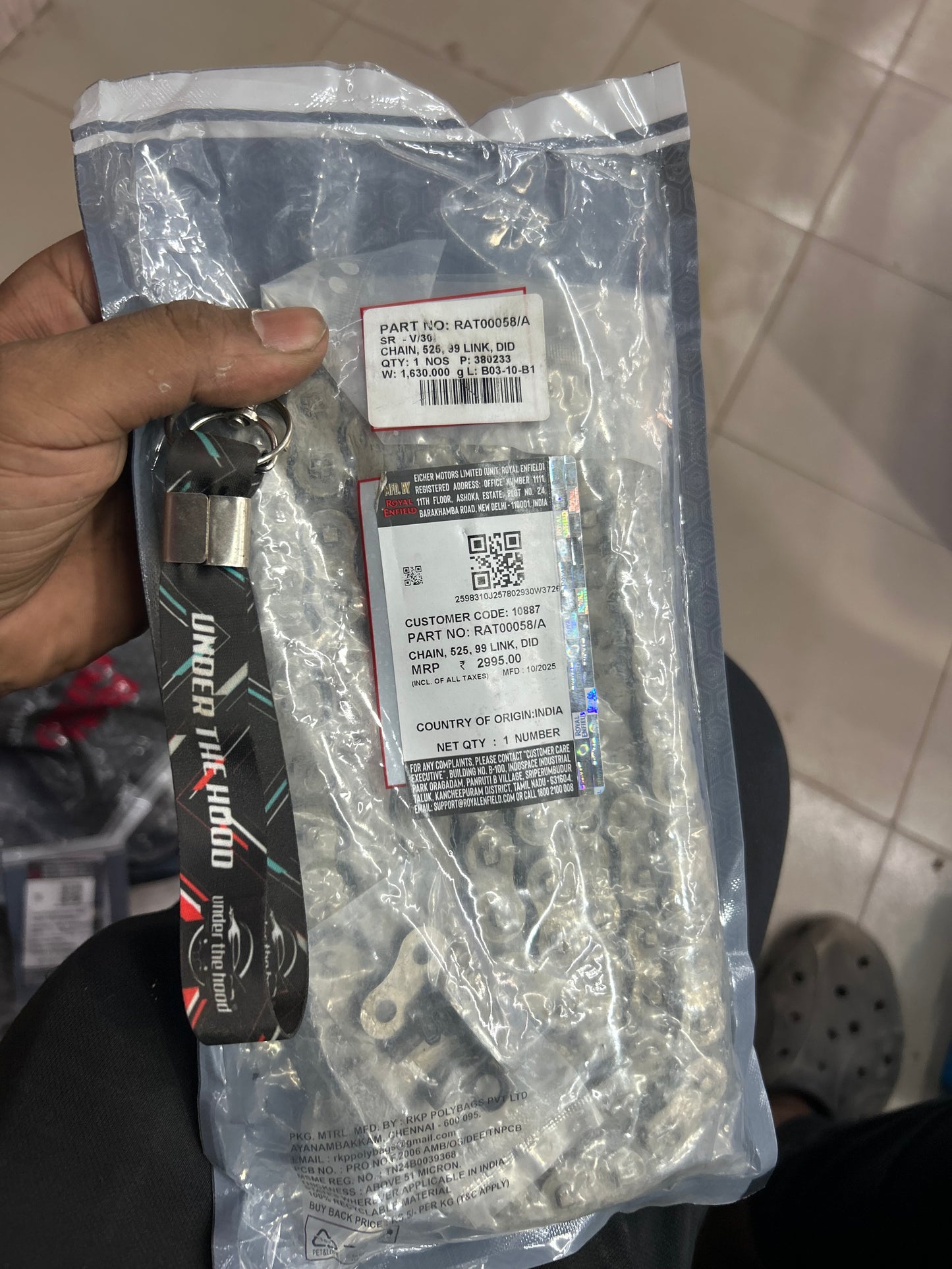 RAT00058/A – Drive Chain, DID 525 × 99 Link (O-Ring) for Royal Enfield Interceptor 650 & Continental GT 650 (2019→, Euro IV/BS4 & later 648cc Twins) – Genuine OEM