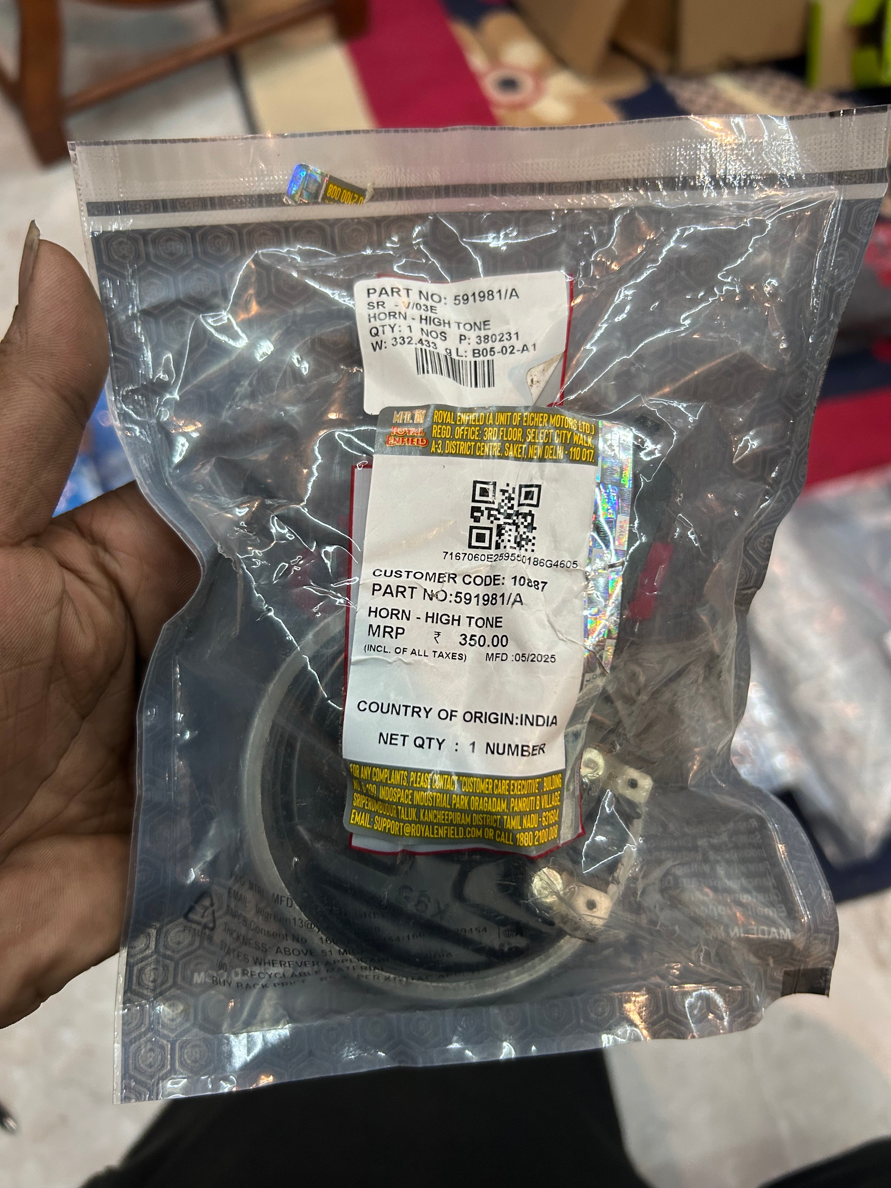 Royal Enfield 591981/A High-Tone Horn (K95) – OEM for Classic GT