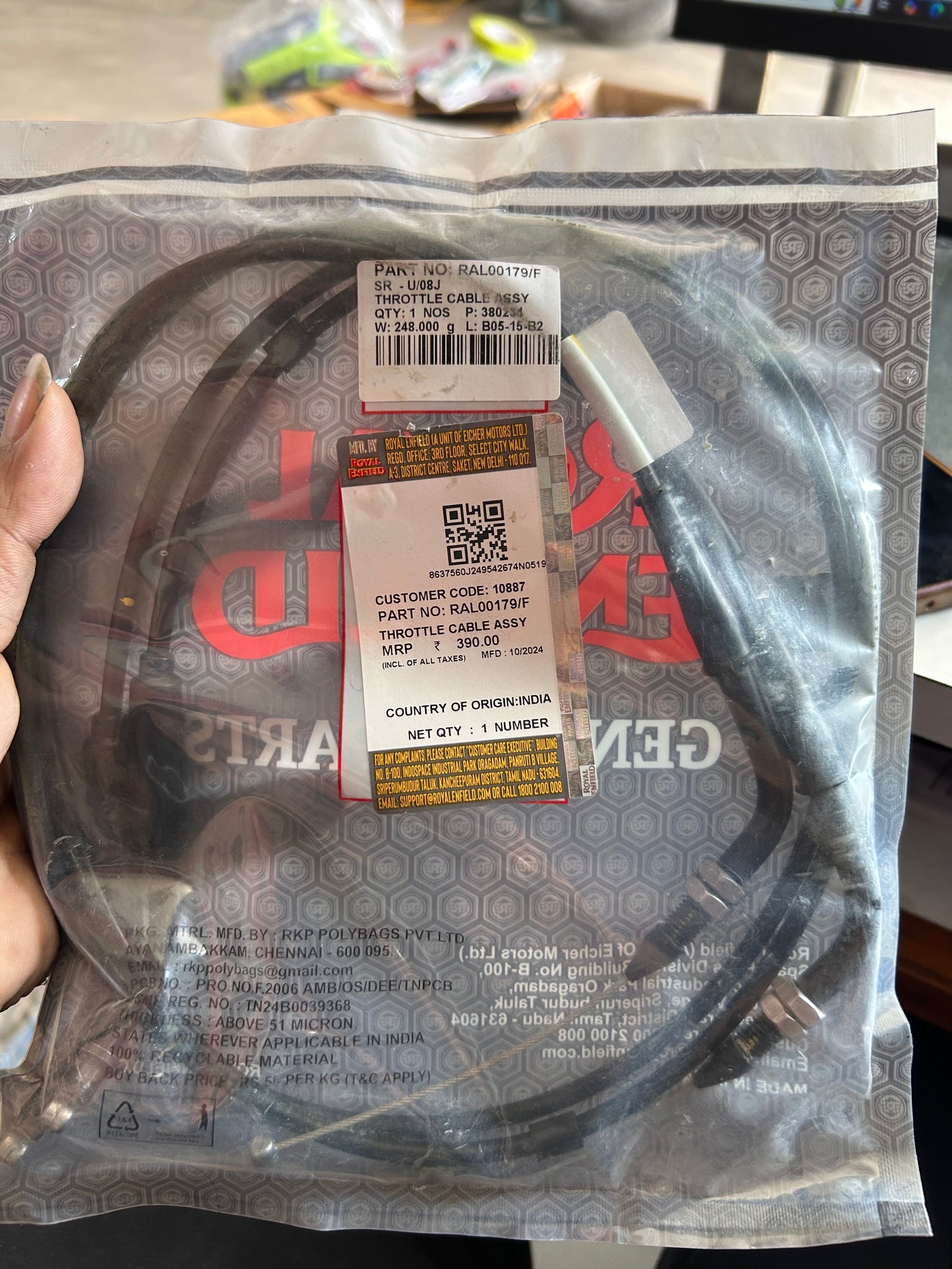 Royal Enfield RAL00179/F – Genuine Throttle Cable Assembly for Super Meteor 650