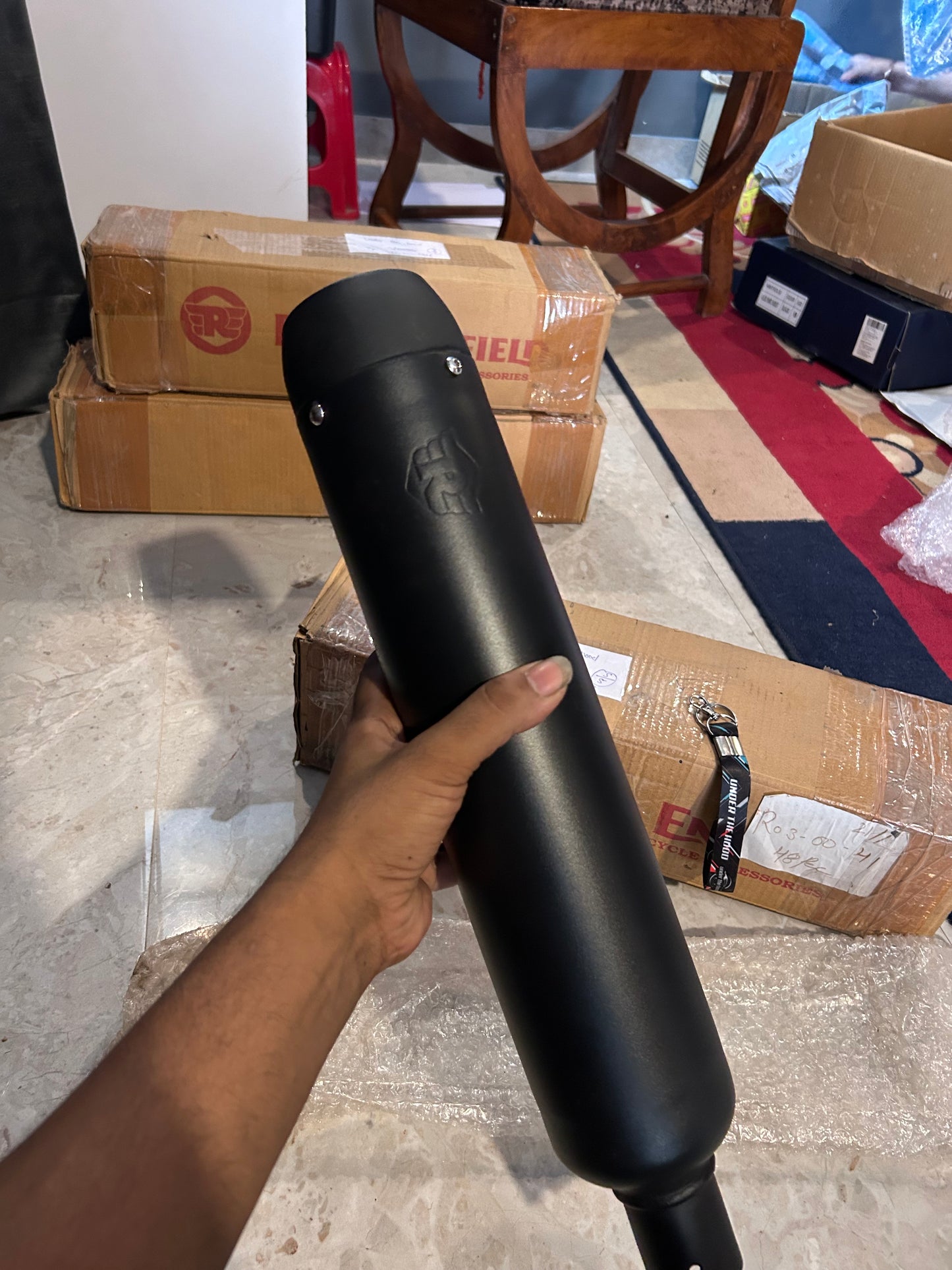 Royal Enfield 1990727 Black Tapered Silencer-IN — OEM Black Exhaust for Classic UCE