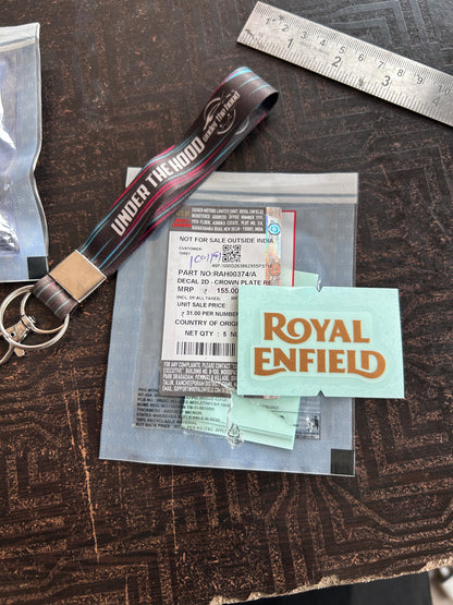 Royal Enfield Bullet 350 & Classic 350 Reborn Gold RE Crown Plate Decal RAH00374/A