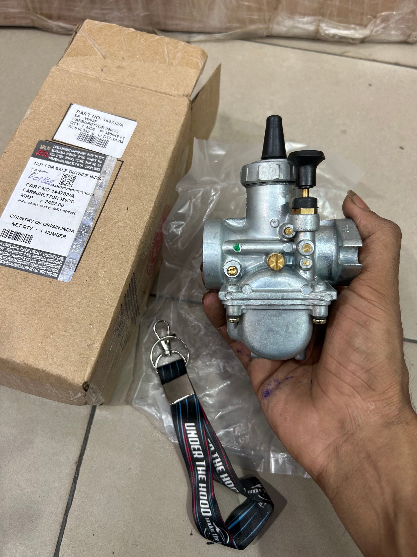 144732/A Royal Enfield Carburettor 350cc (Mikcarb VM24 Type) for Bullet 350, Electra 4S/5S, Machismo, Campus – Genuine OEM