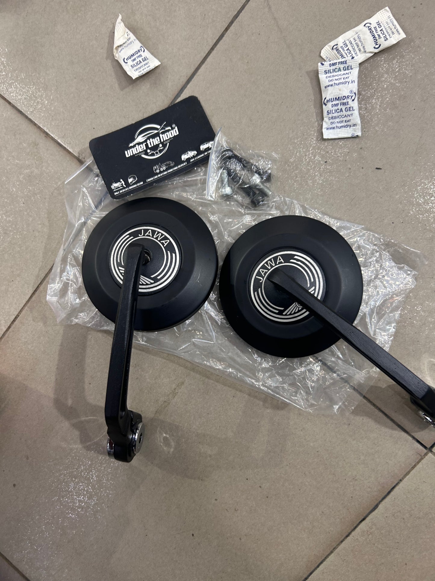 Jawa Round Bar End Mirrors Pair – Black Handlebar End Rear View Mirror Set for Jawa 42, 42 Bobber, Perak & Yezdi Roadster