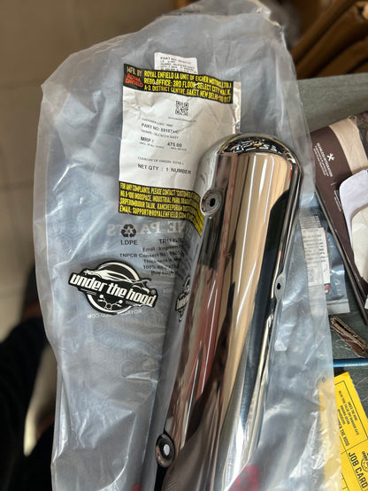 Royal Enfield Silencer Guard Assembly (591871/C) – Classic 350/500 & Bullet 350/500 – OEM Chrome Cover for BS3 & BS4 UCE Models
