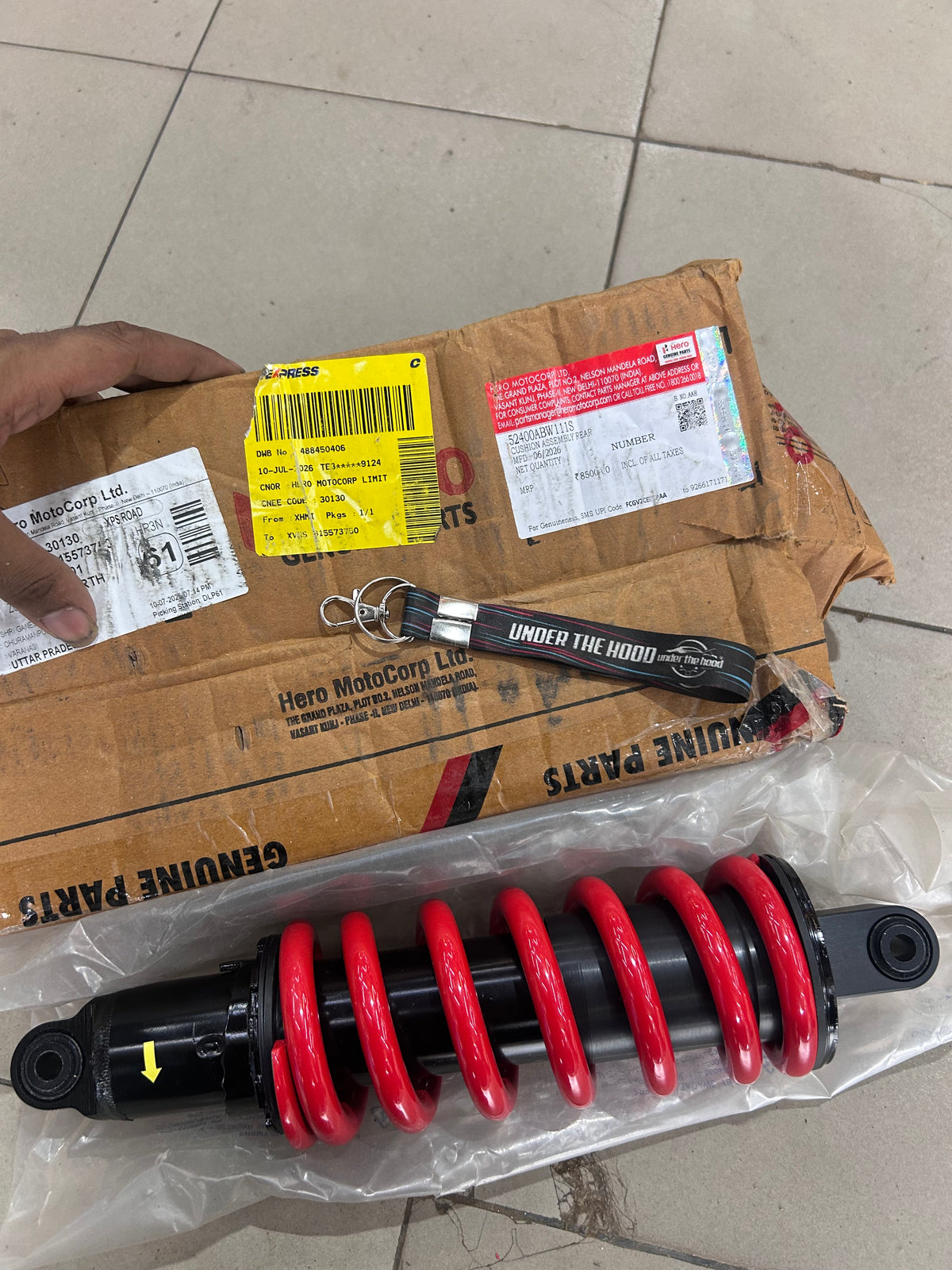 Hero Genuine Rear Suspension Assembly for Xpulse 200 | Cushion Assy Rear / Rear Shock Absorber | 52400ABW111S
