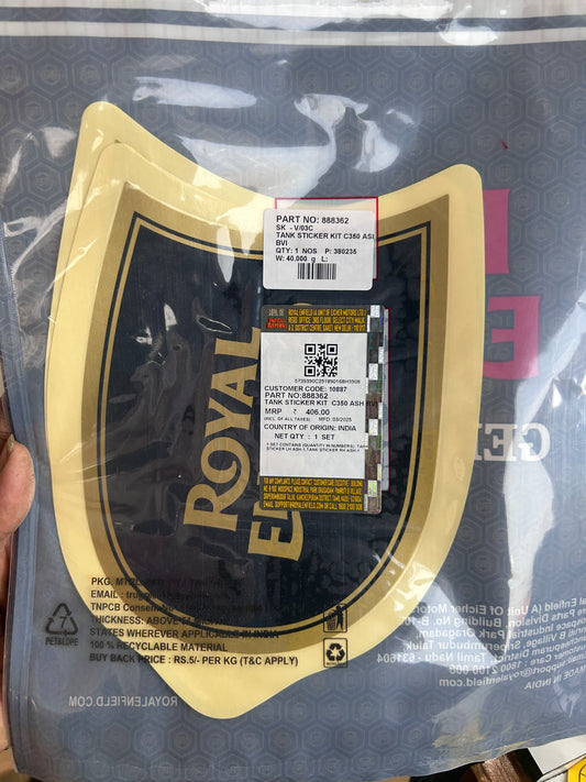 Genuine Royal Enfield 888362 tank sticker kit for Classic 350 Ash BVI