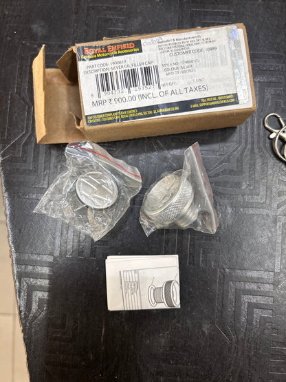 Royal Enfield 1990613 Silver Oil Filler Cap — OEM Machined Cap for Classic / Bullet / Electra UCE