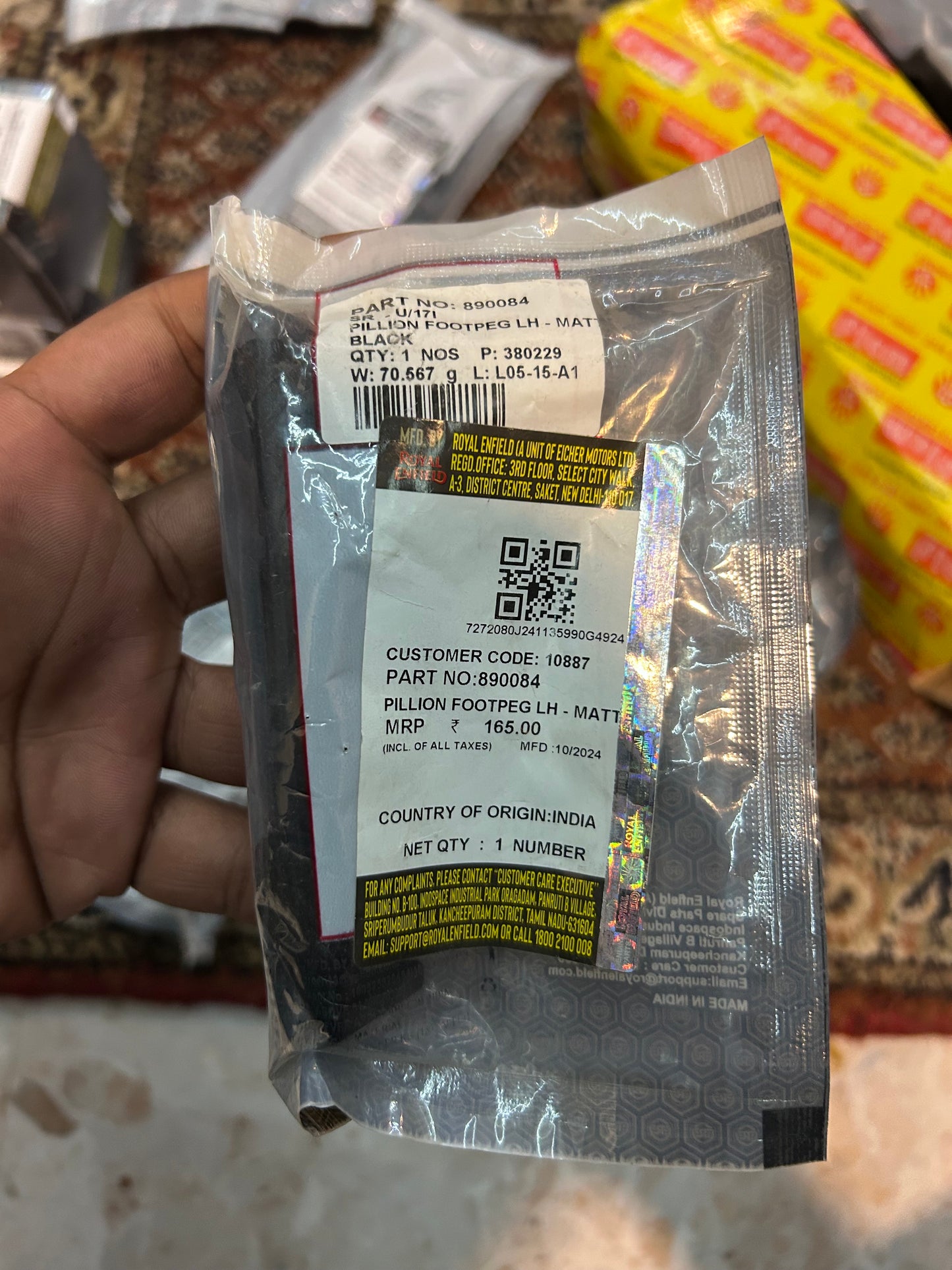 890084 LH Pillion Footpeg Matt Black – RE Himalayan 410 (OEM)