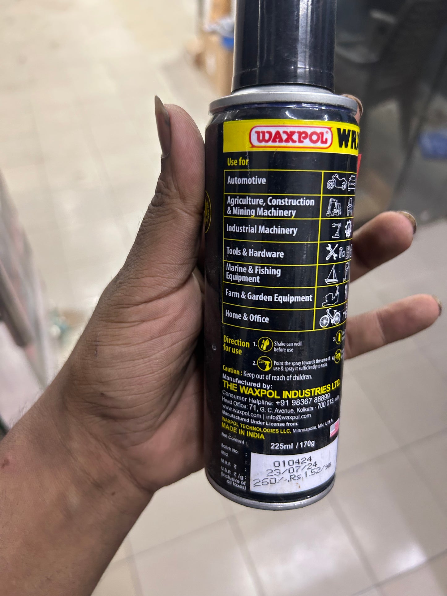 Waxpol WRX Multi-Use Spray – 225ml | Water Displacement, Rust Removal, Lubrication & Protection