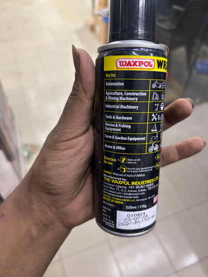 Waxpol WRX Multi-Use Spray – 225ml | Water Displacement, Rust Removal, Lubrication & Protection