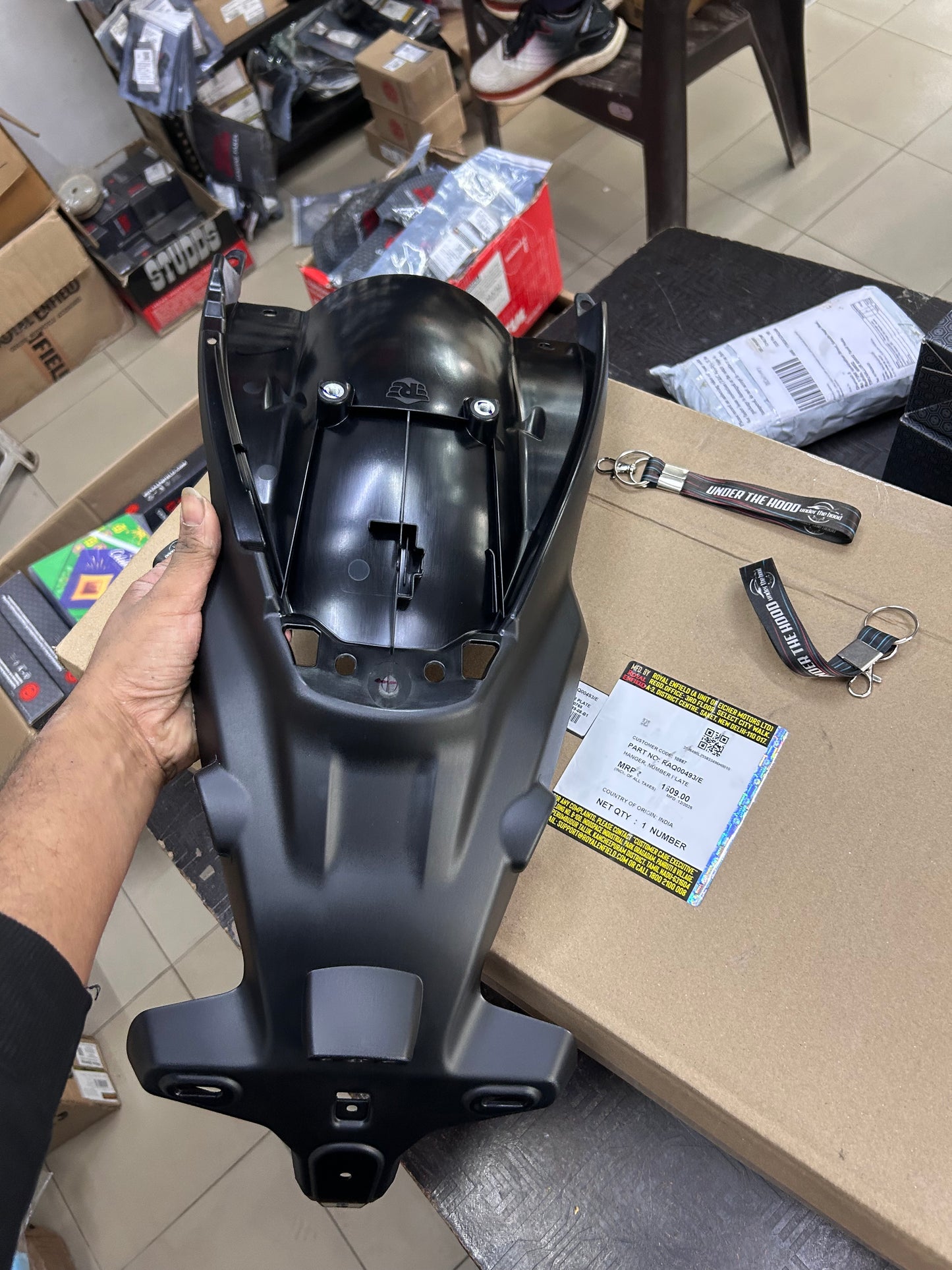 RAQ00493 Royal Enfield – Hanger, Number Plate for Himalayan 450 (Rear Number Plate Bracket) | Genuine OEM
