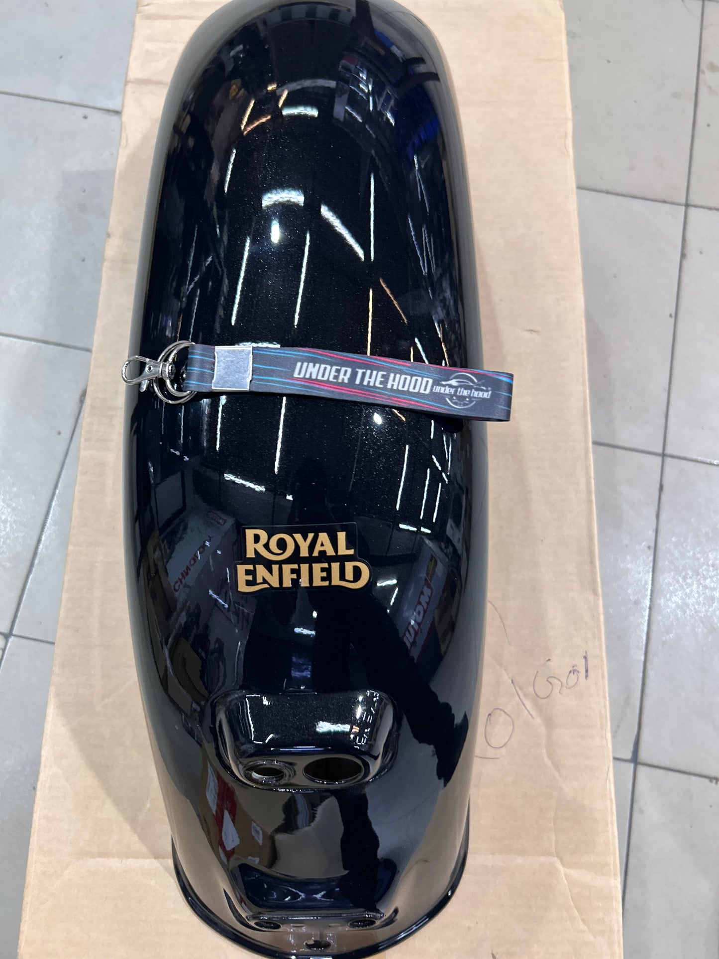 Royal Enfield RAQ00952/A Rear Mudguard with Sticker – Metallic Gloss Black – Bullet 350 Standard Black (J-Series BS6) – Genuine OEM