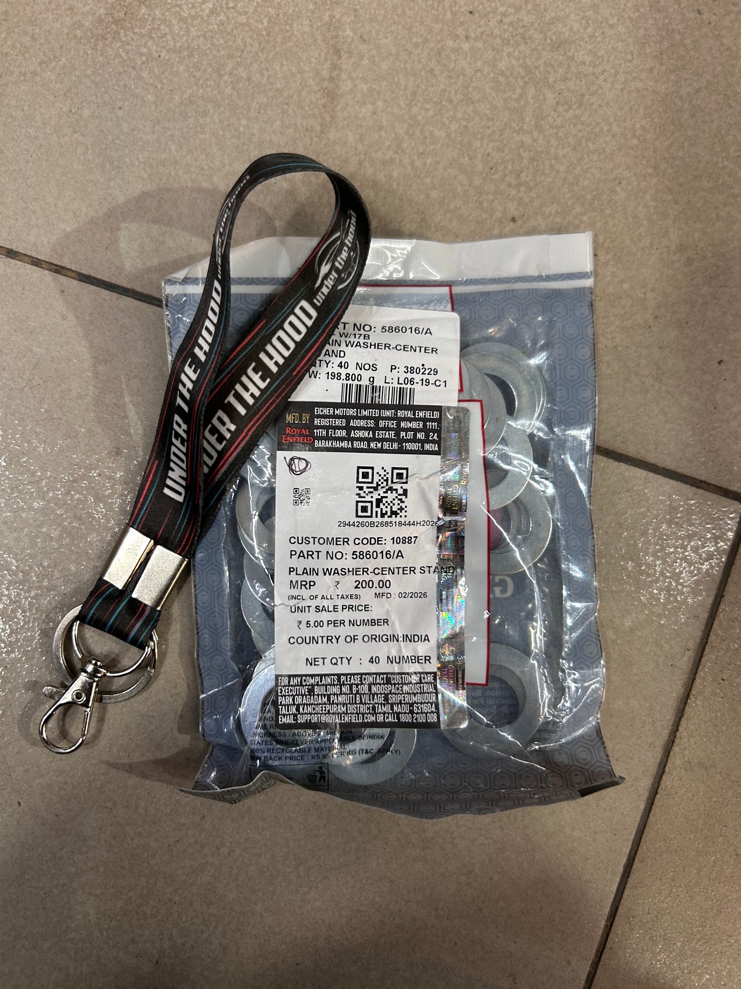 586016/A Royal Enfield – Plain Washer (Centre/Center Stand) | Classic 500 / Bullet 500 / Continental GT 535