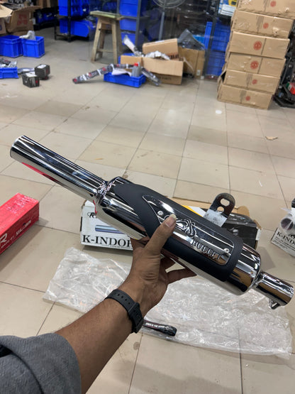 Silmen/Silman Indori Silencer with Plate – Direct Fit for Royal Enfield Meteor 350 & Classic Reborn 350 (J-Series)