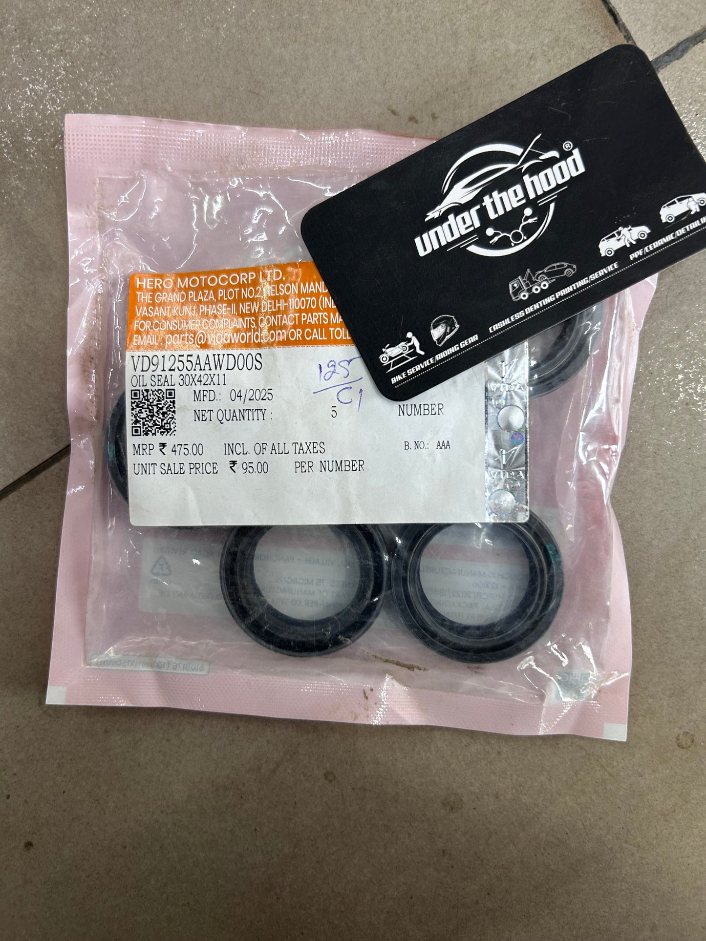 Hero VIDA / VIDA V2 / VIDA VX2 Front Shocker Oil Seal 30x42x11 | Pack of 5 Pcs | VD91255AAWD00S