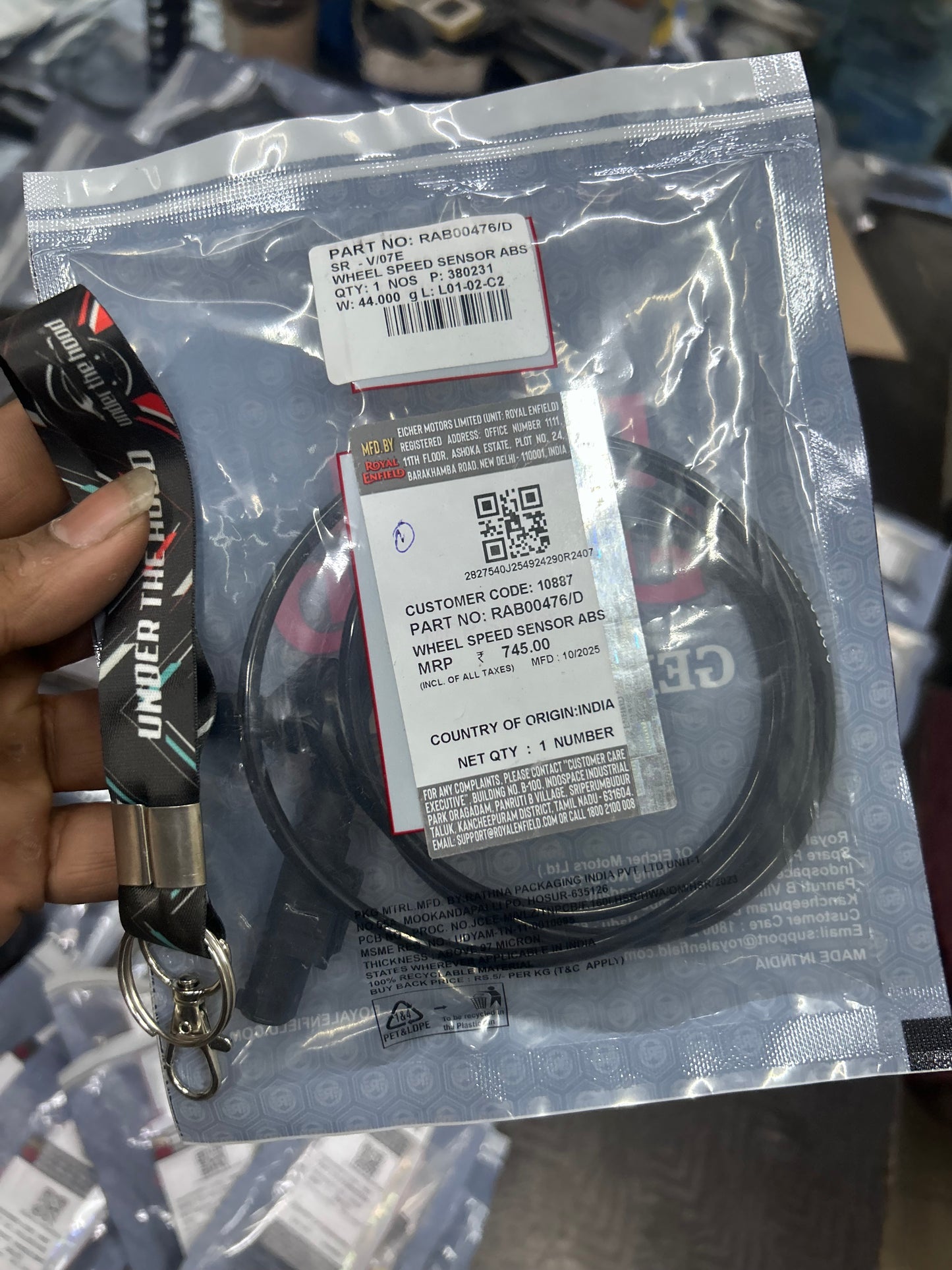 Royal Enfield ABS Wheel Speed Sensor — Himalayan 450 (Sherpa 450, BS6.2/E5) — RAB00476/D (Genuine OE)