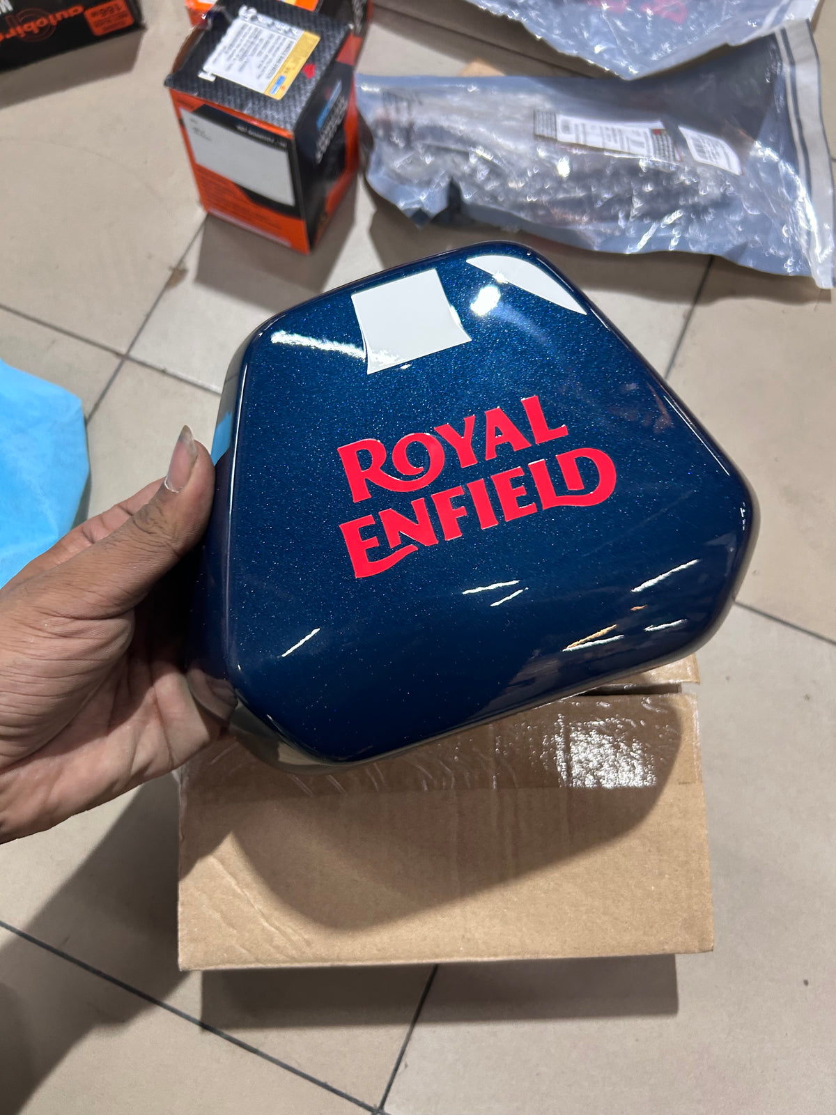 Royal Enfield Scram 440 Force Blue Genuine LH Tank Panel with Decal | RAG00848/A