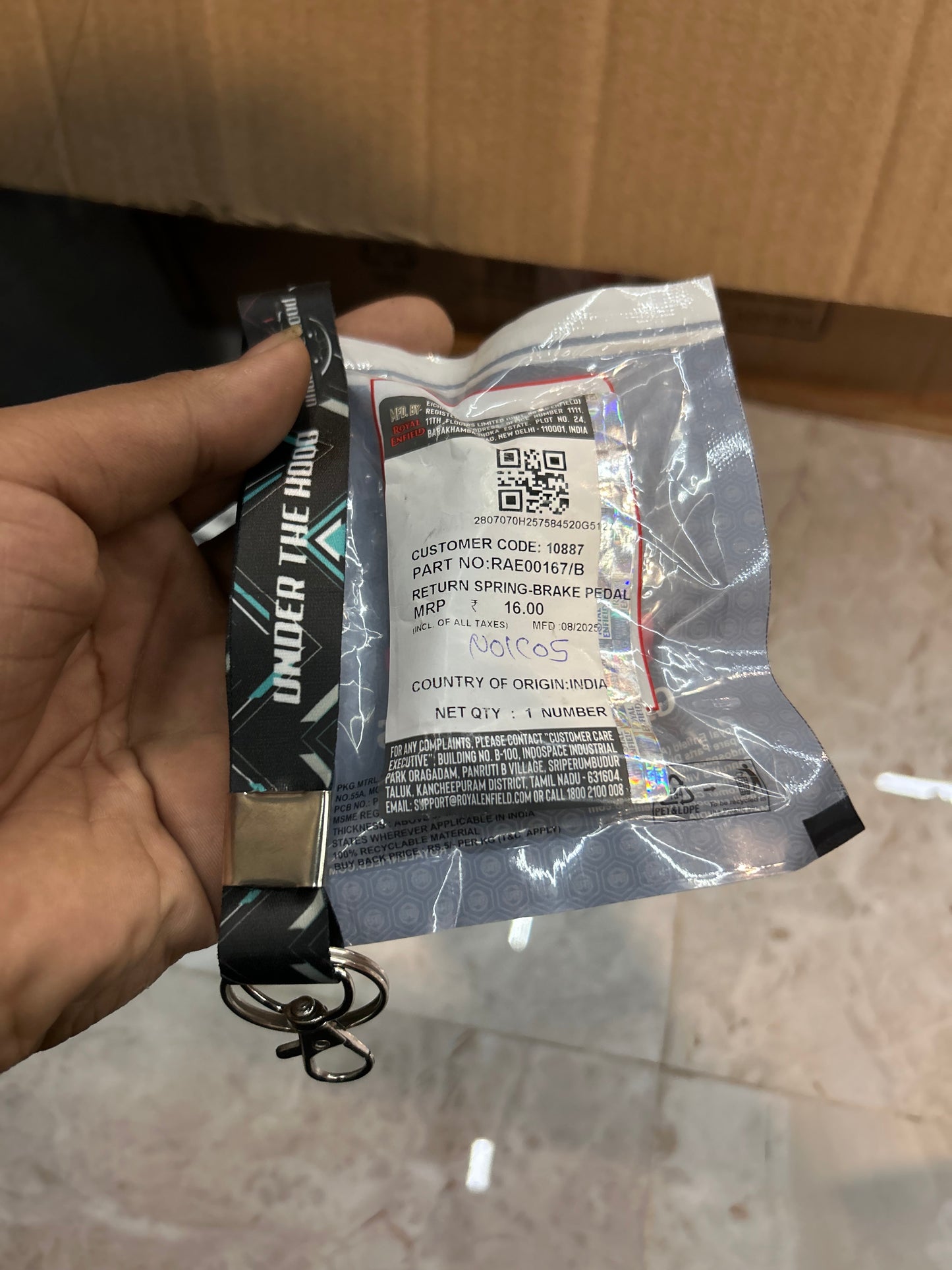 Royal Enfield RAE00167/B – Brake Pedal Return Spring (OEM) for Classic 350 Reborn New Bullet 350 J SERIES