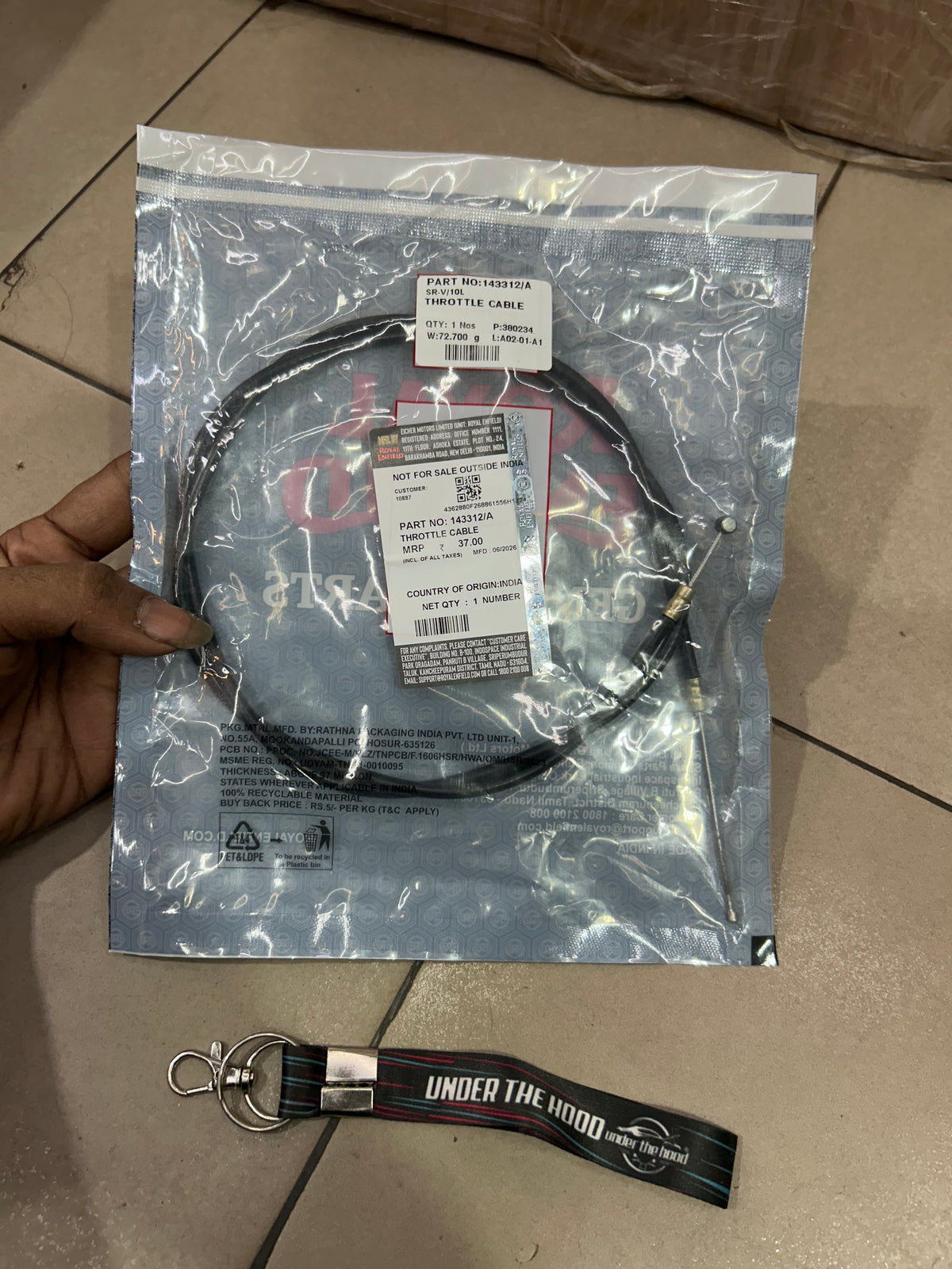 Royal Enfield Old Bullet 350 Deluxe Machismo Campus Throttle Cable 143312/A