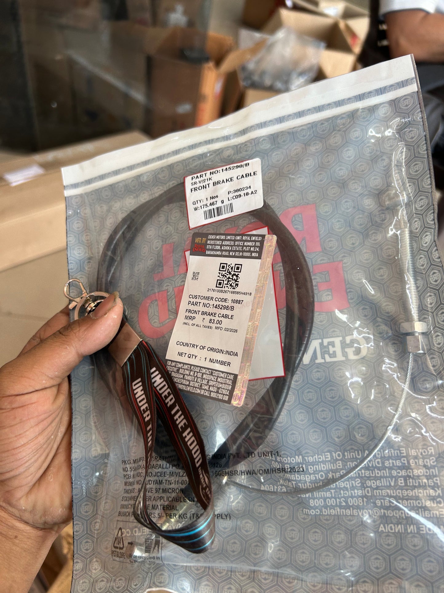 Royal Enfield 145298/B Front Brake Cable – OEM for Bullet 350 UCE Front Drum Brake Only
