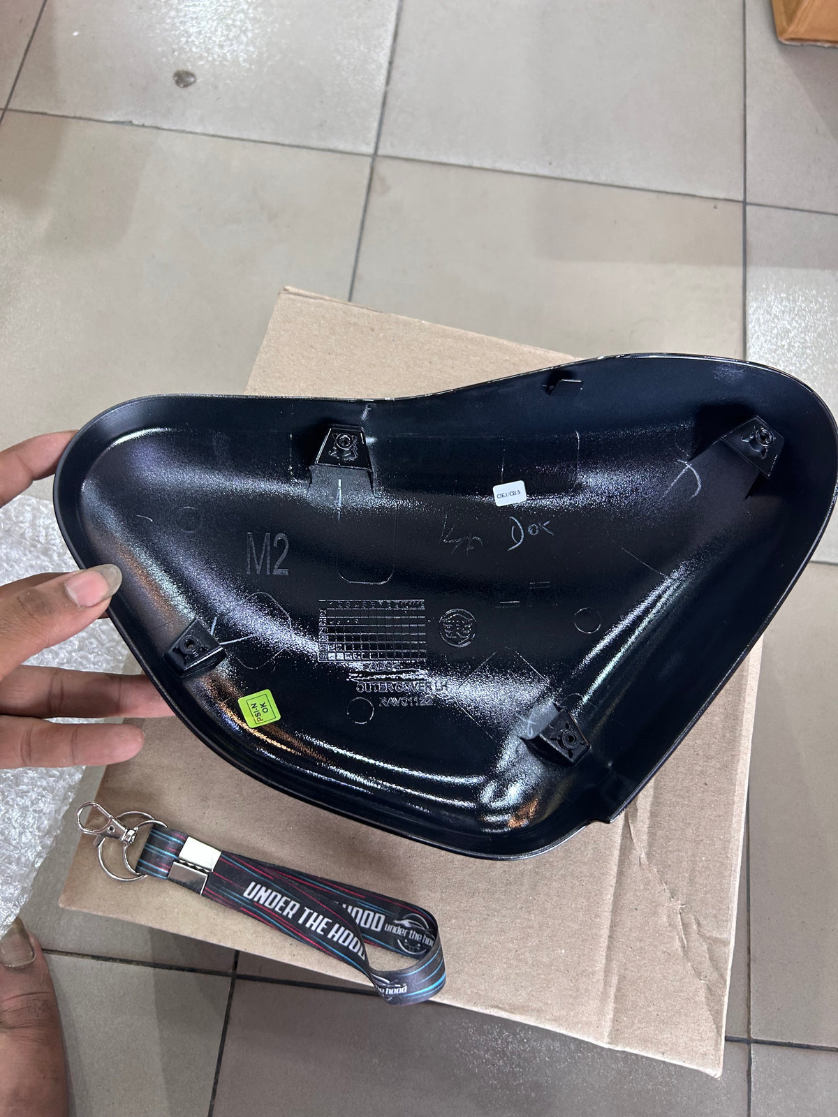 Royal Enfield Meteor 350 Fireball Orange LH Outer Cover with Orange Sticker Gloss Black RAV02804/A
