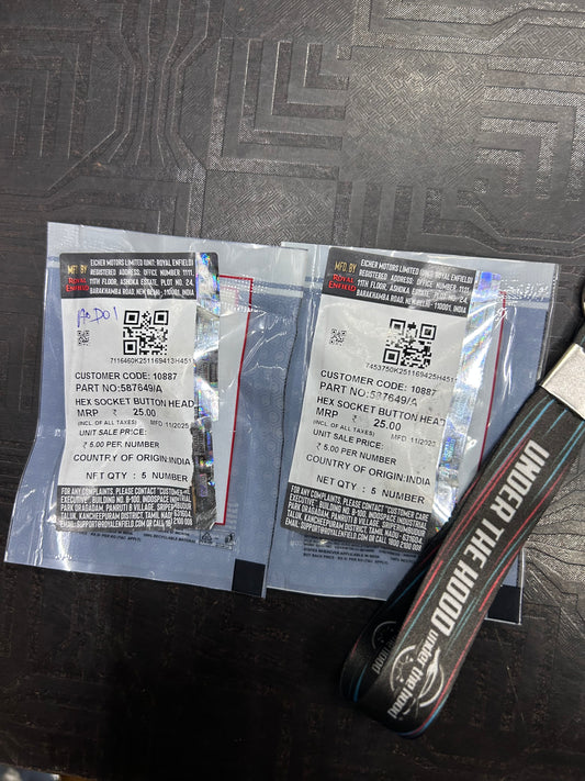 Royal Enfield 587649/A – Hex Socket Button Head Screw M6×1.0 – Genuine OEM Fastener for Classic 500, Bullet 500, Himalayan 411 & 650 Twins