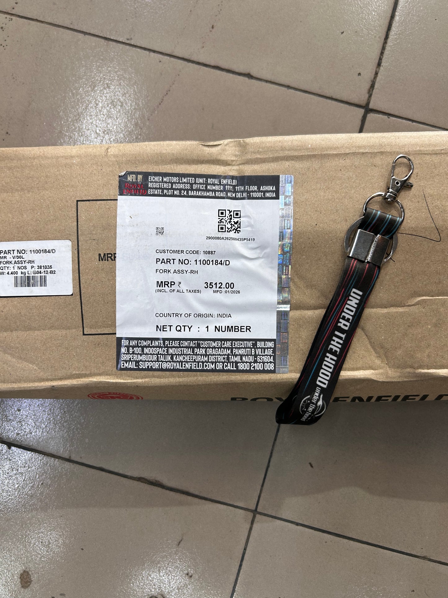 Royal Enfield 1100184/D – Front Fork Assembly RH (Right Side) for Classic 350 Reborn J-Series (BS6, Euro 5)