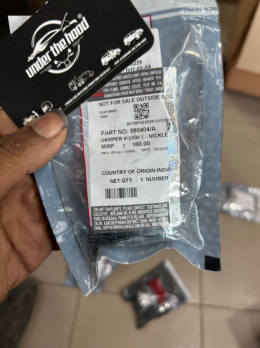 Royal Enfield Nickel Plated Handlebar Damper Weight 580404/A for Thunderbird 350/500 & Machismo