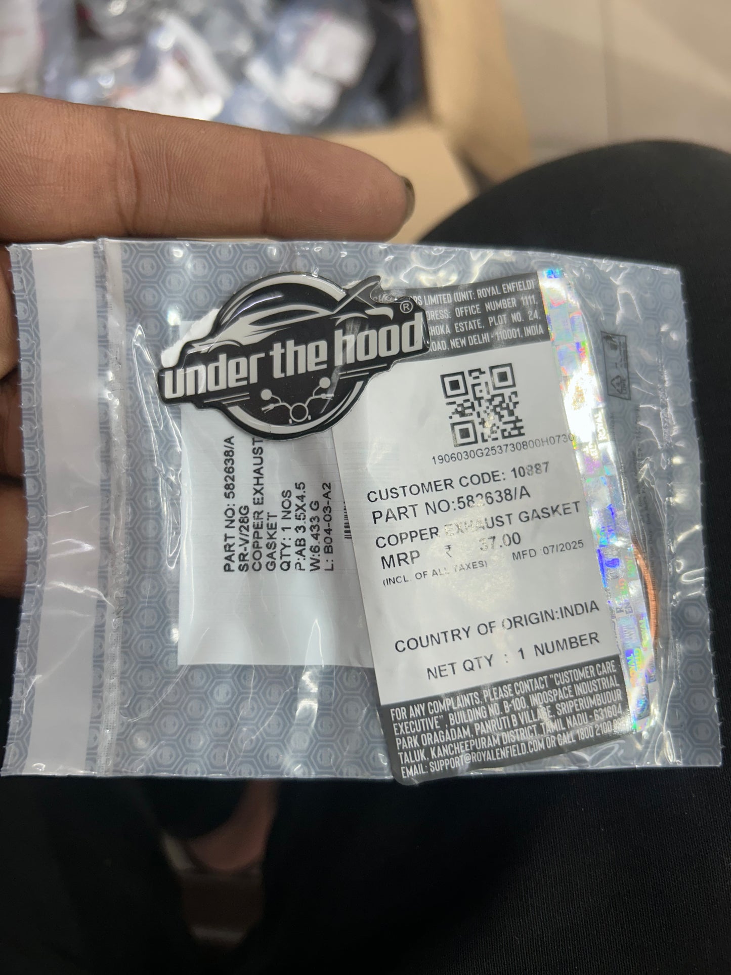 Royal Enfield 582638/A Copper Exhaust Gasket – OEM Seal for Classic Reborn, Meteor, Hunter, and UCE Models